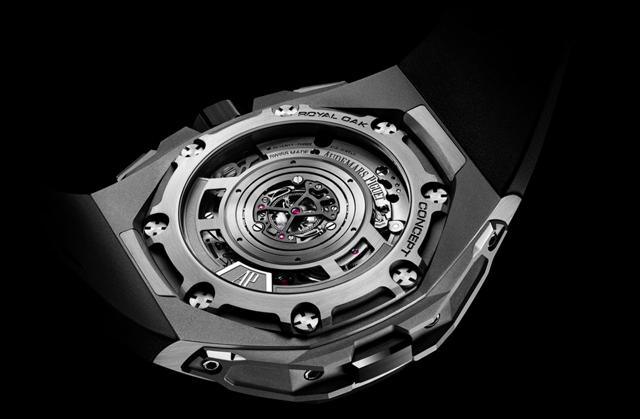 Caseback view through sapphire crystal