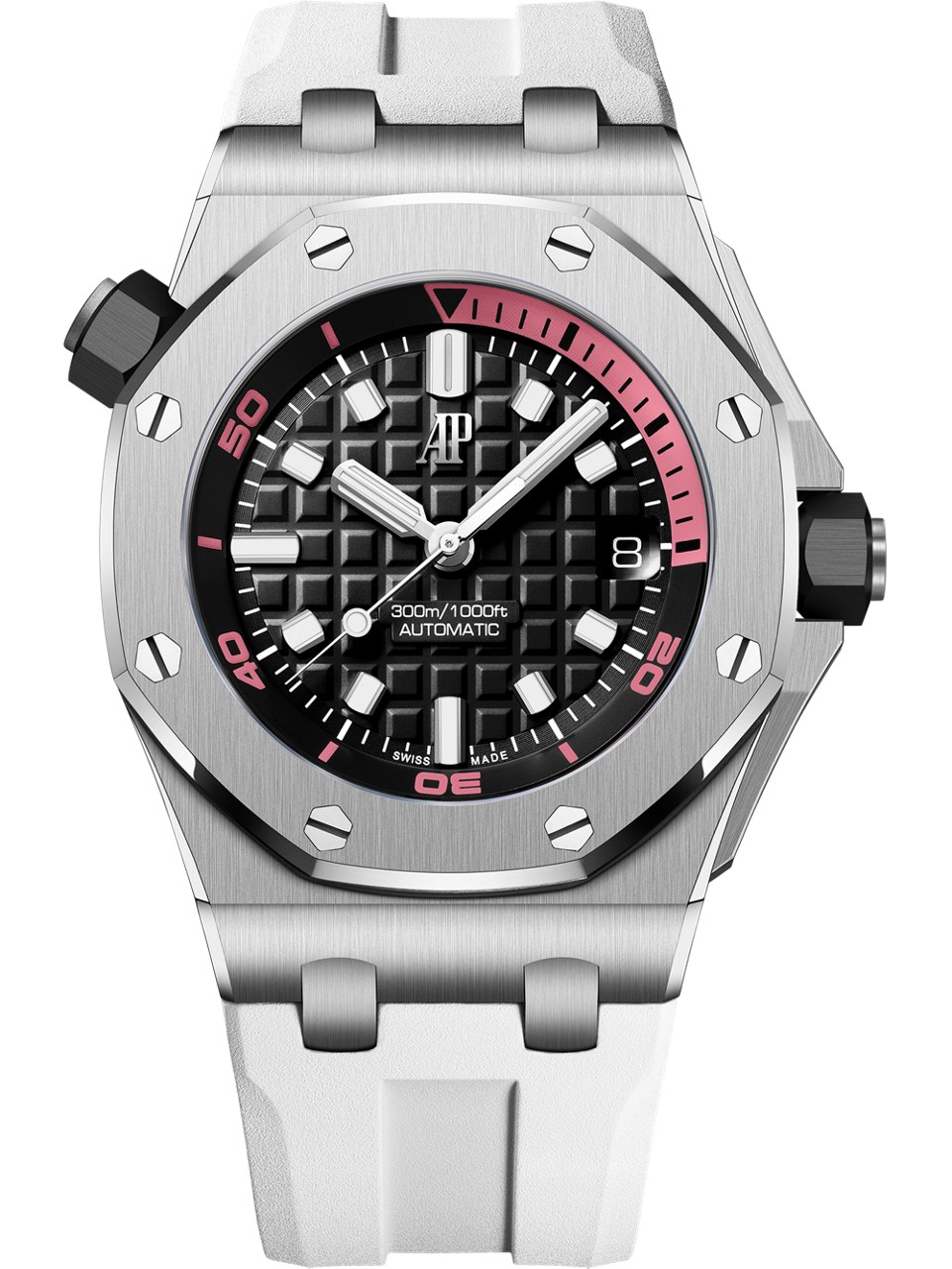 White-strap Offshore Diver variant with contrasting inner bezel