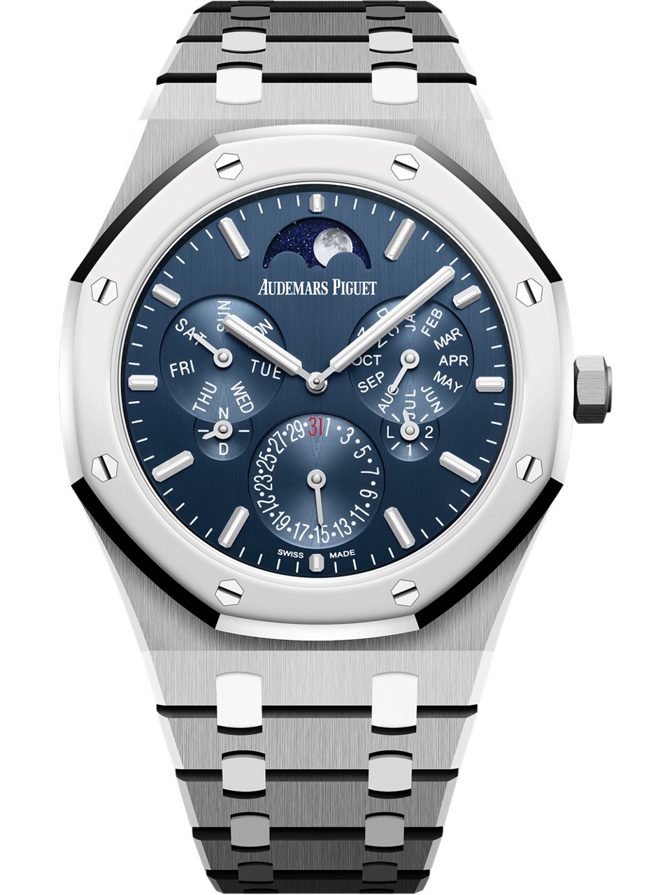 Blue-dial ceramic perpetual-calendar variant