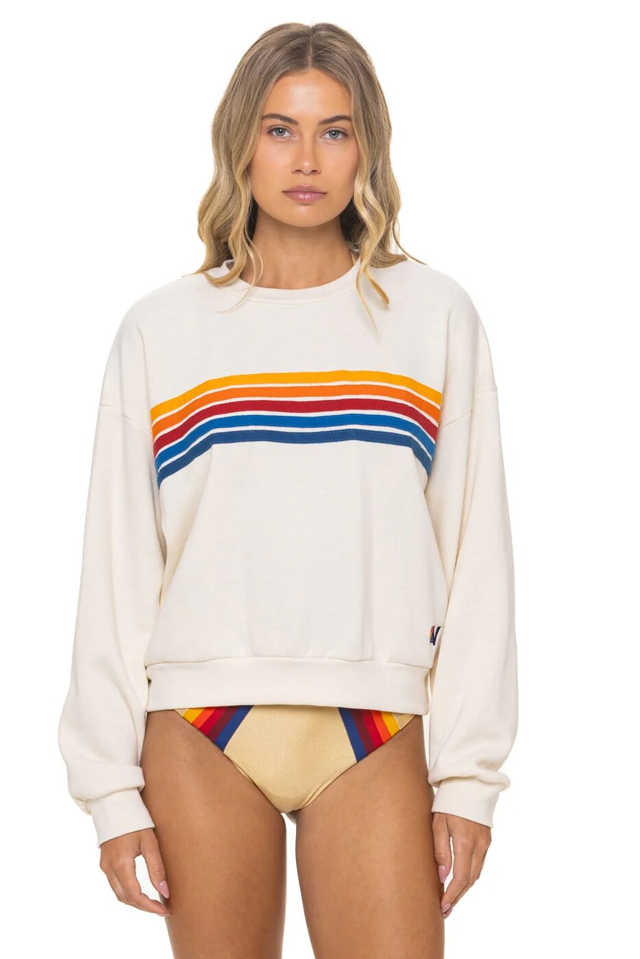5 Stripe Relaxed Crew Sweatshirt
