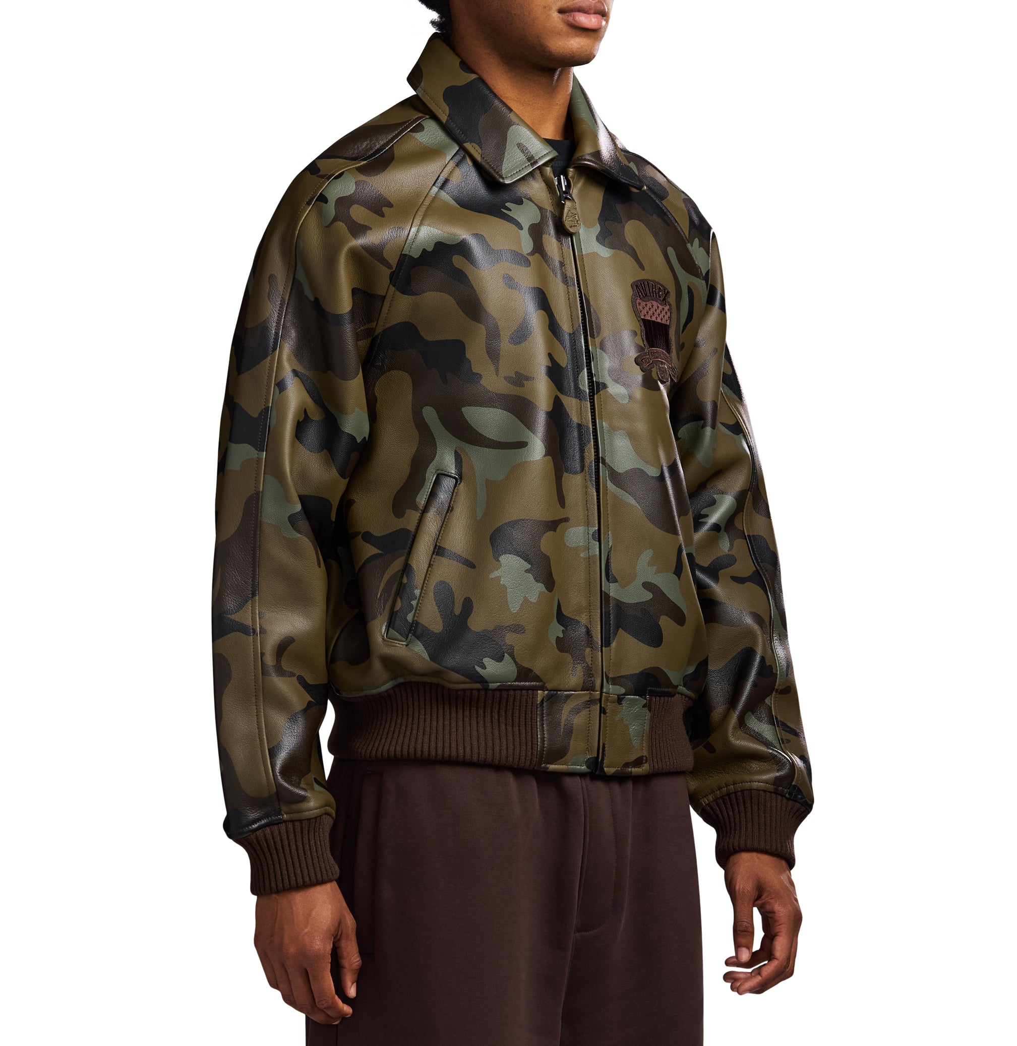 back view showing camo and logo details