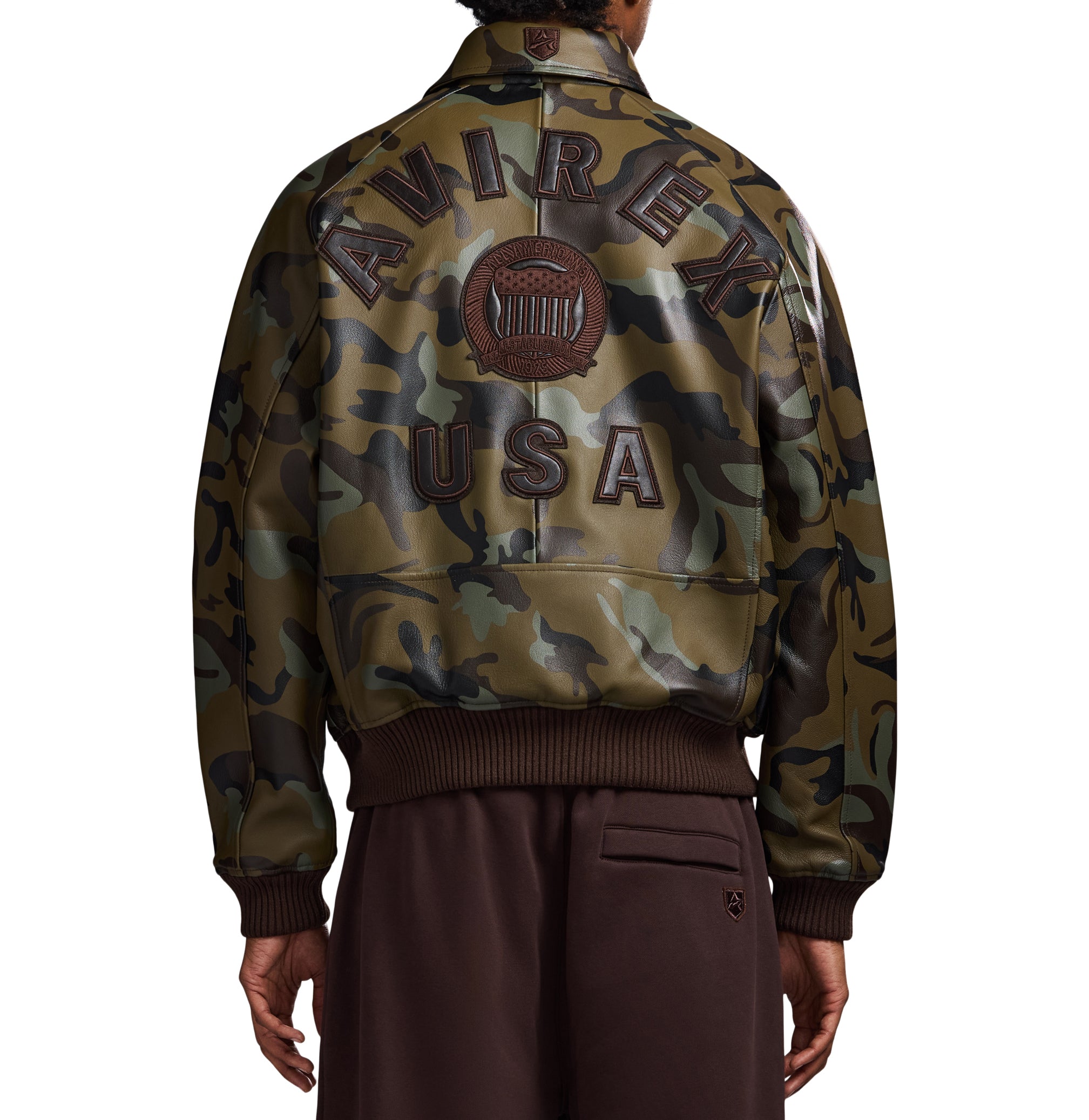 detail of camo print and patch work