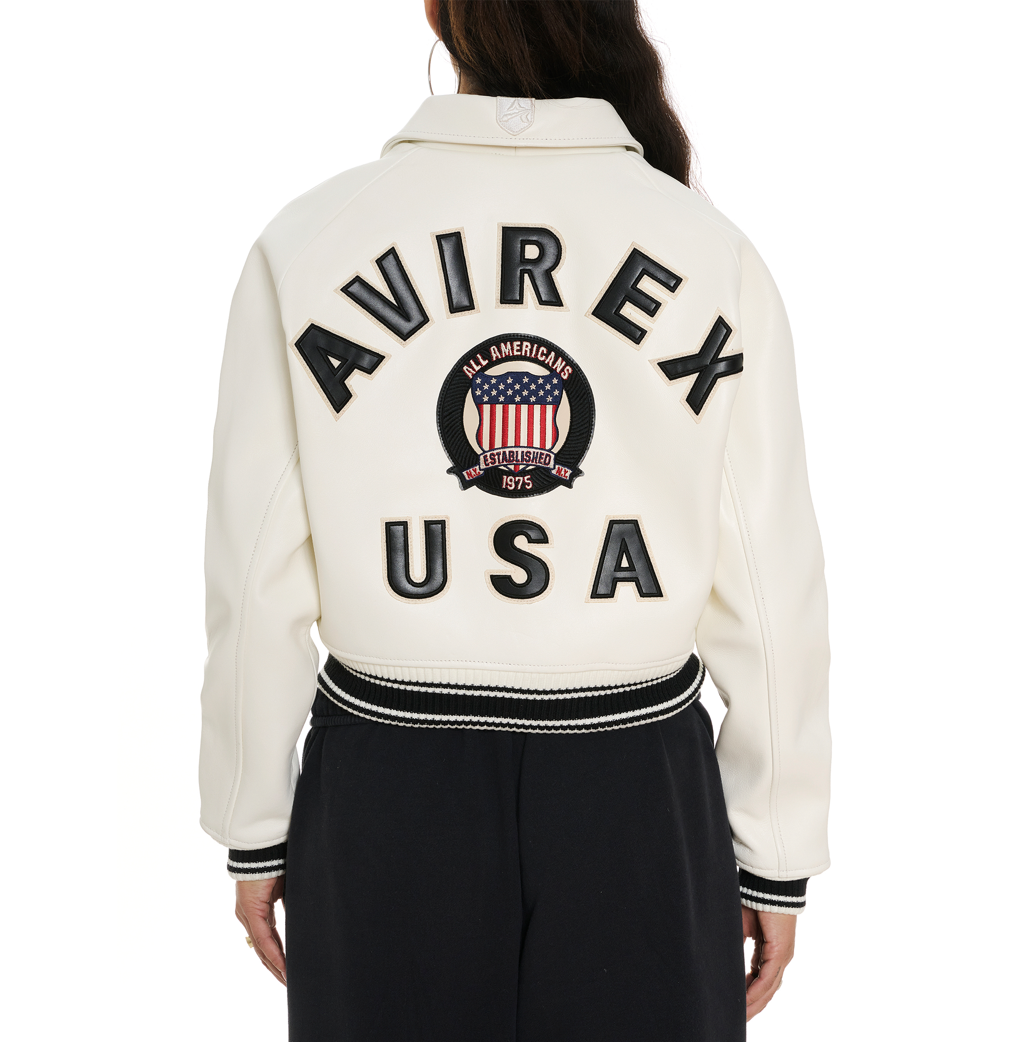 model back view with ribbed hem placement