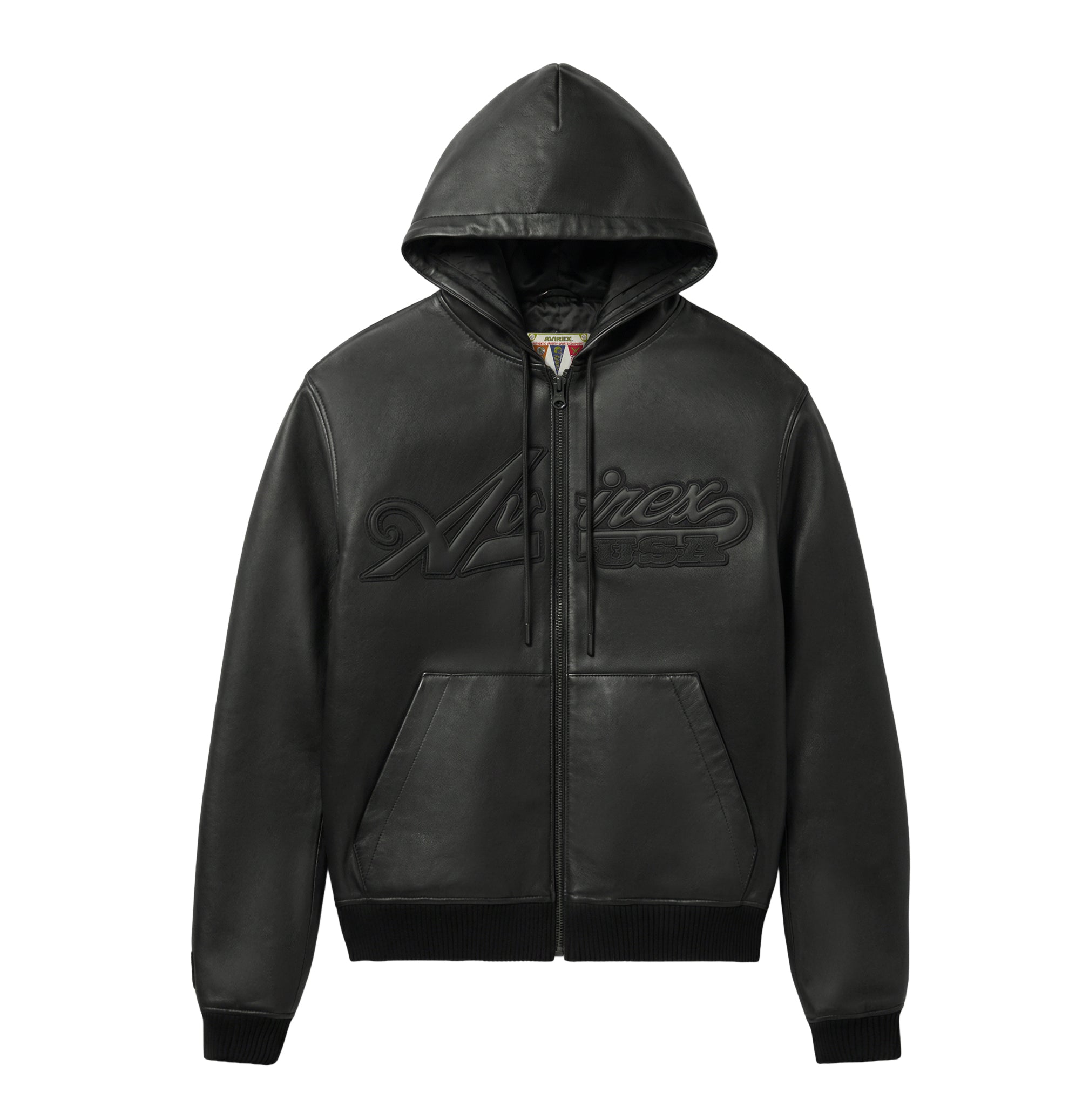 Script Nappa Leather Hoodie