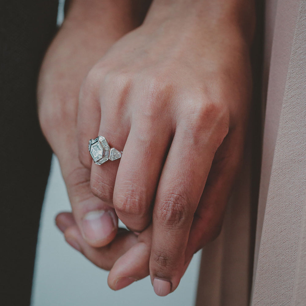 Jazz Age ring worn on the hand