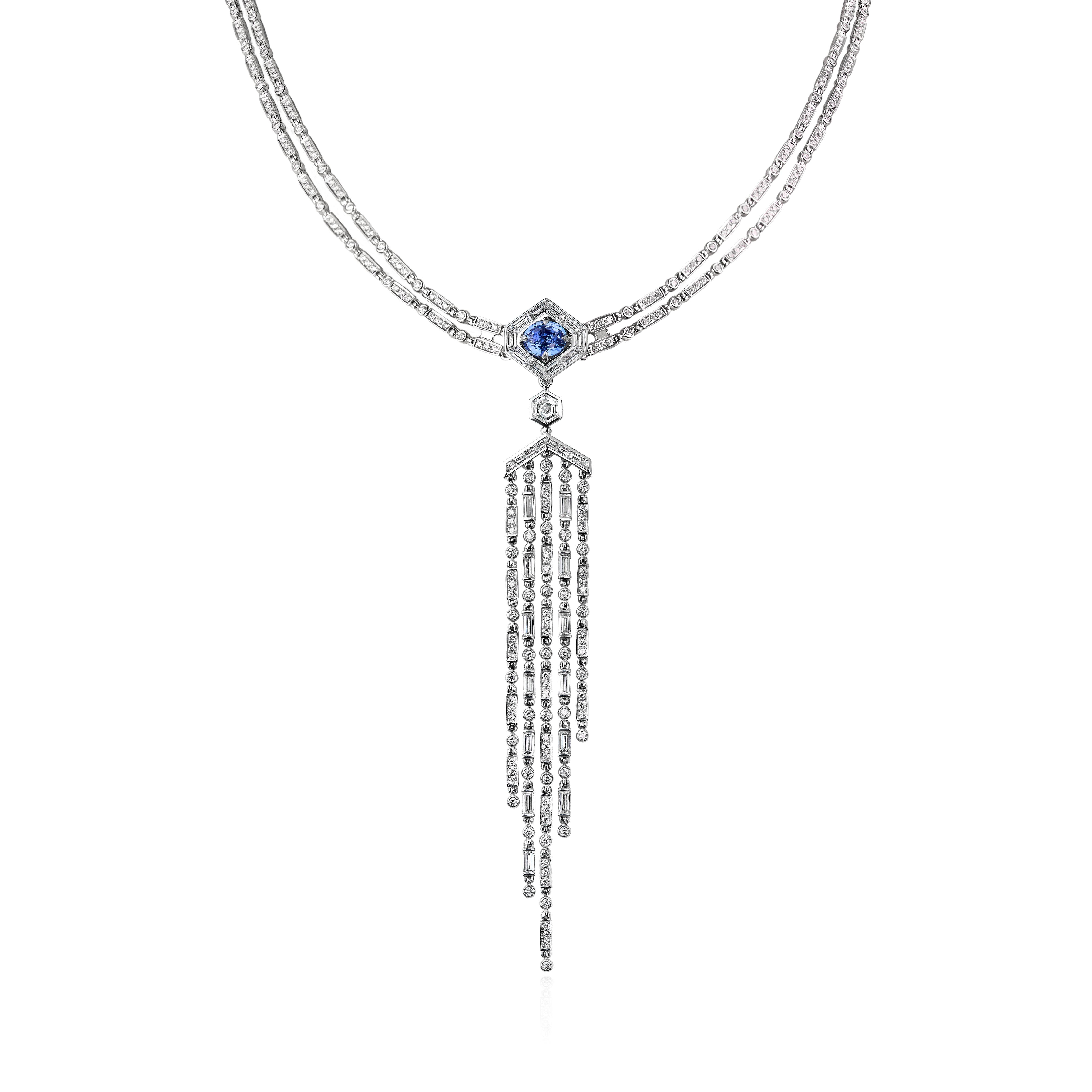 Jazz Age sapphire tassel high jewel