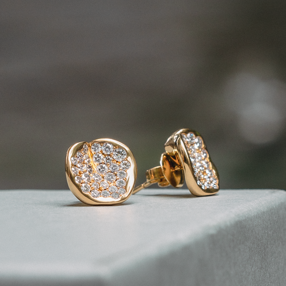 Diamond lotus studs in rose gold