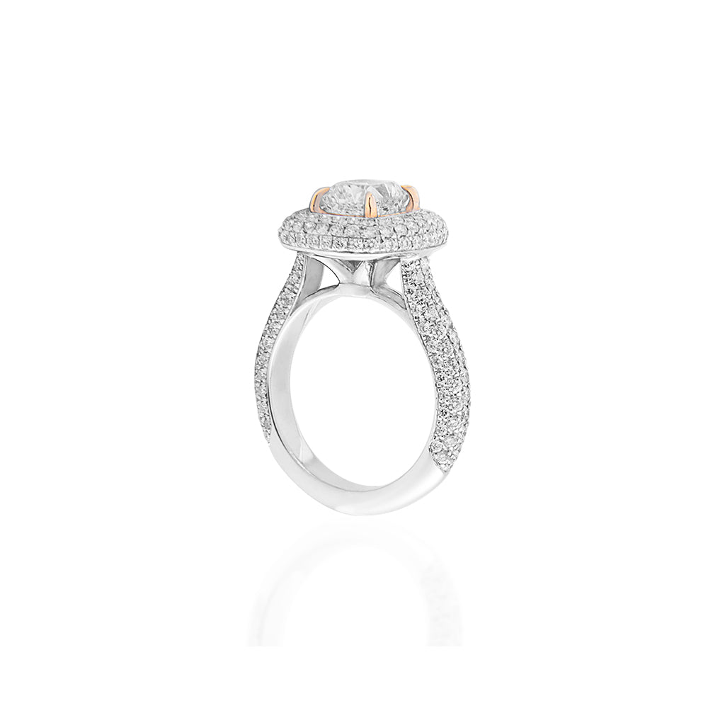 Side profile showing the raised diamond setting