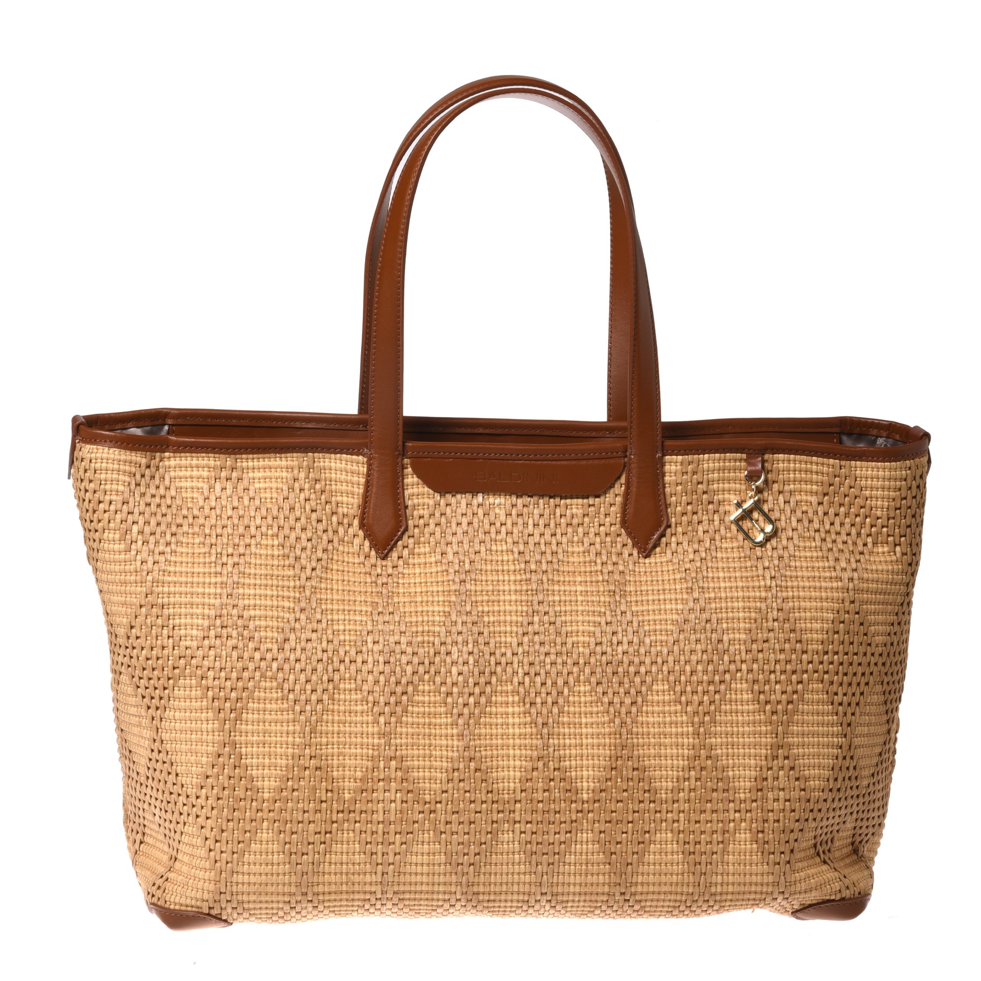 Beige raffia tote bag