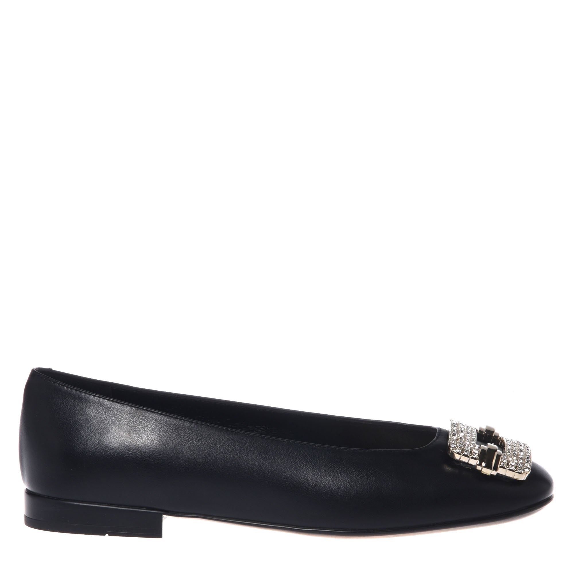 Black leather ballerina