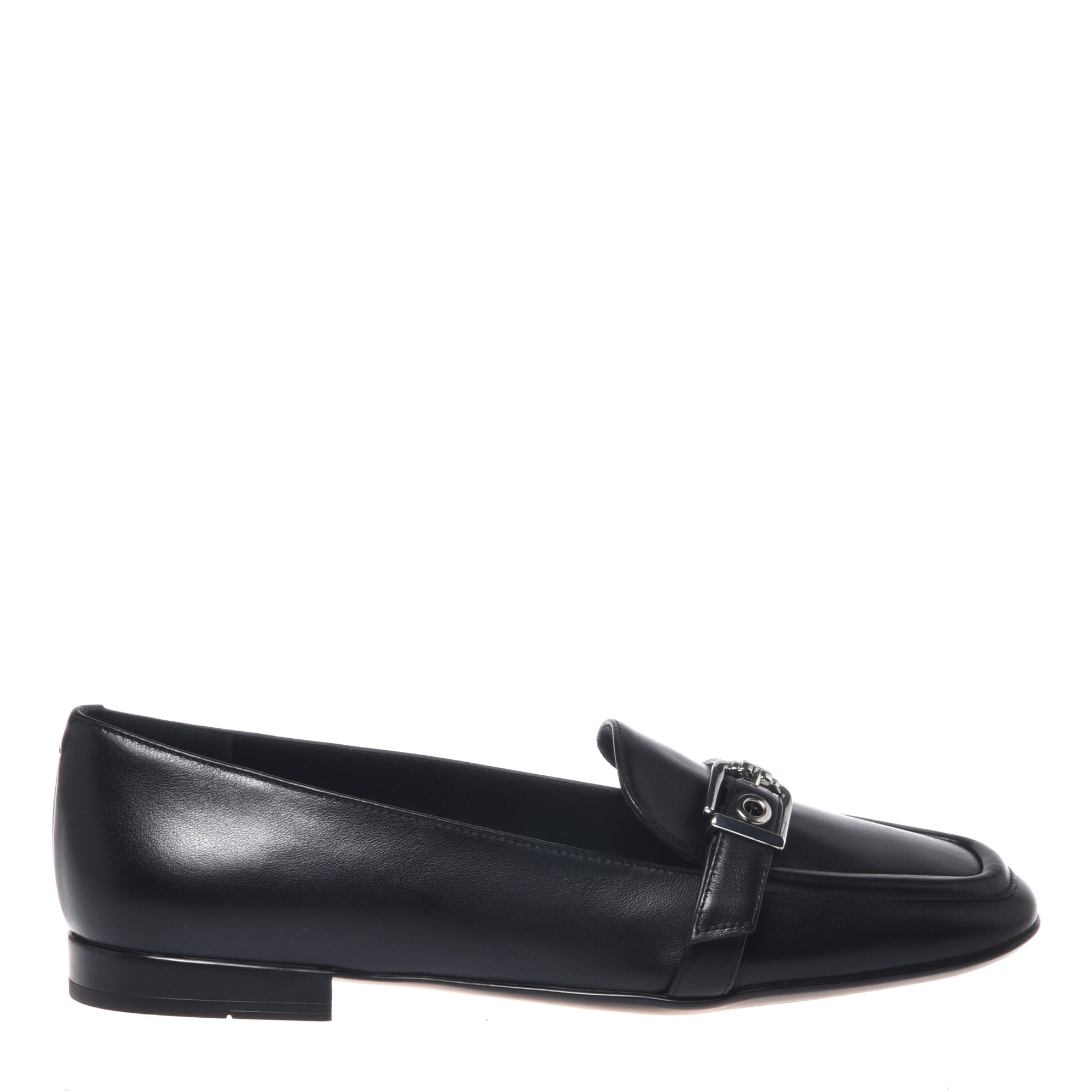 Black leather loafer