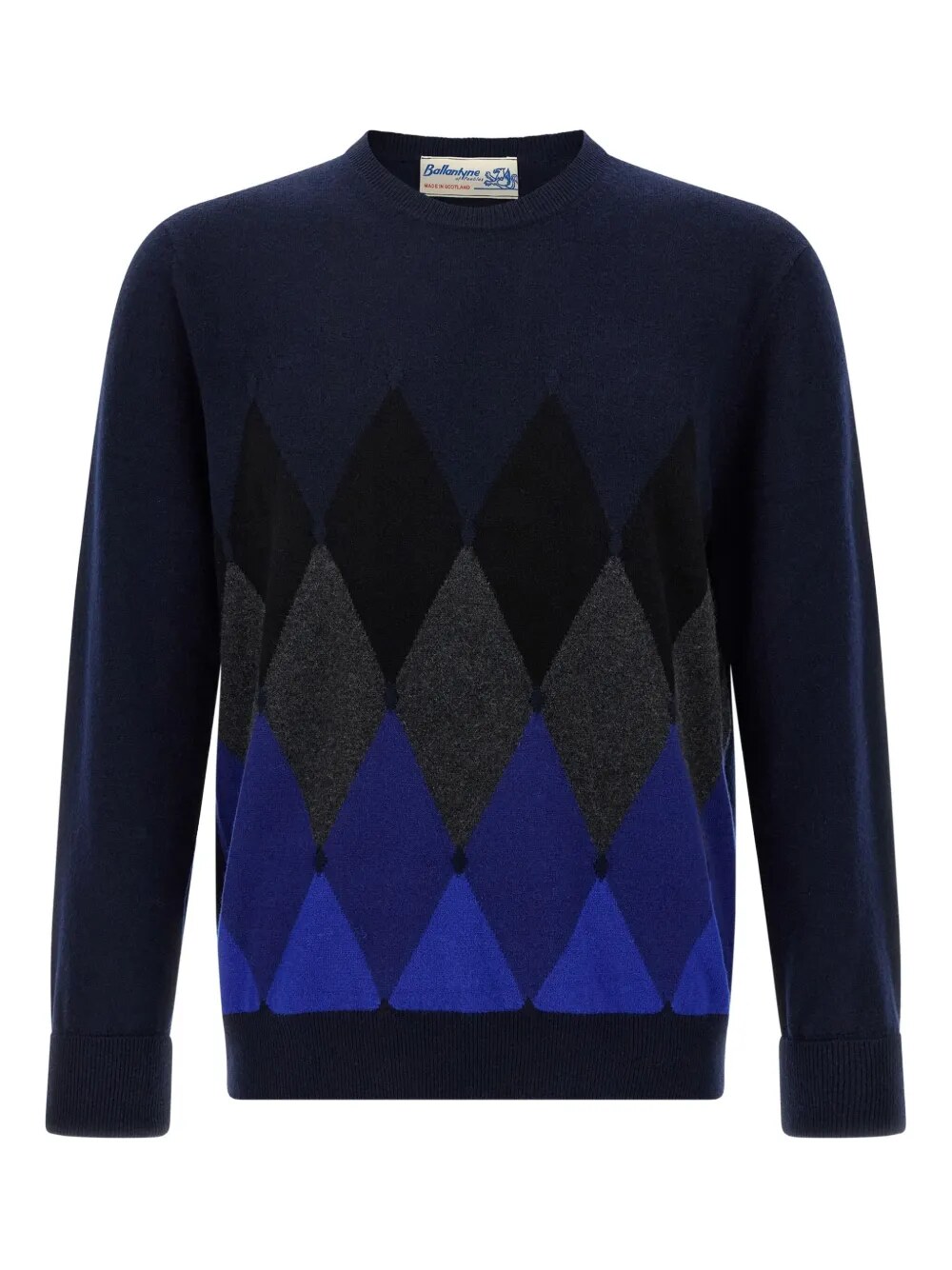Navy and blue argyle front view