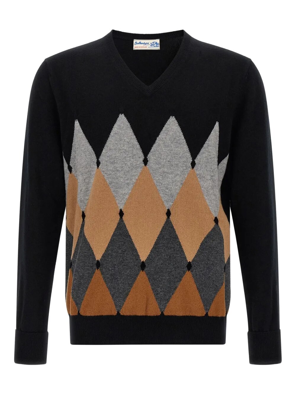 Black argyle-jacquard cashmere version
