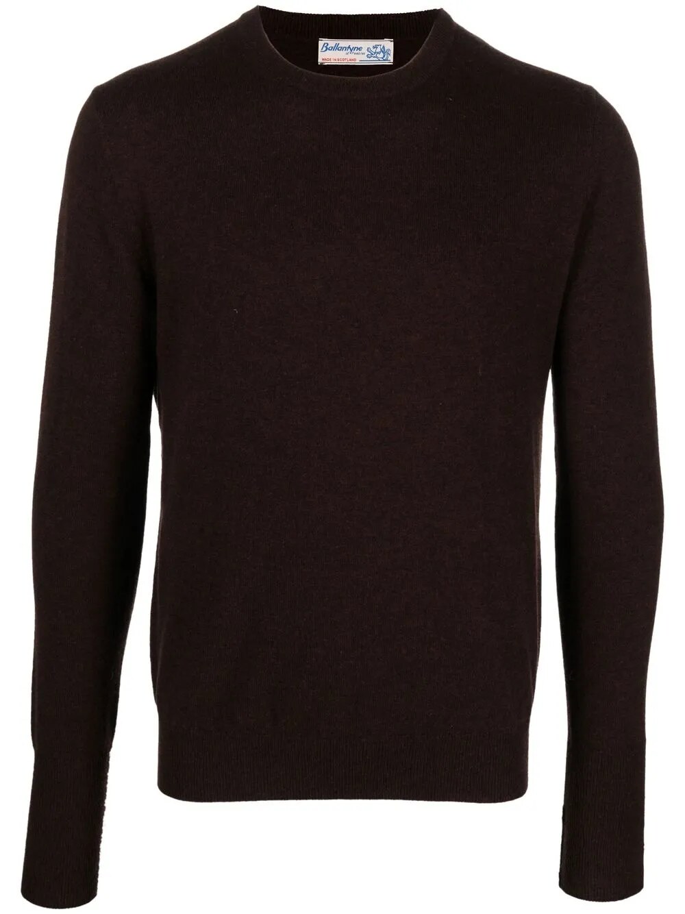 Dark brown clean-front crew-neck sweater