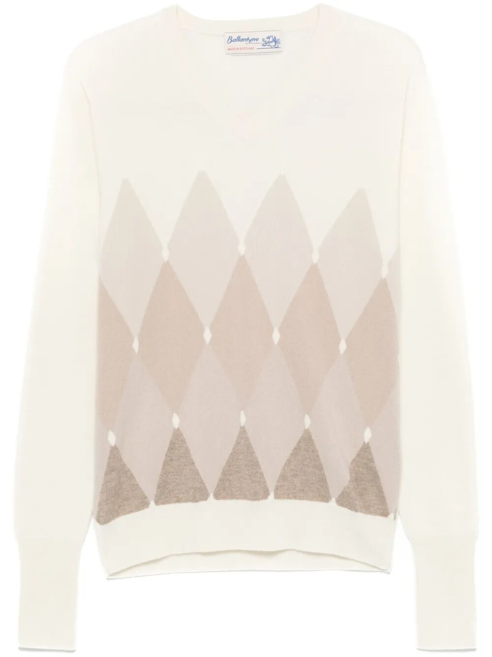 Cream cashmere version with fine diamond intarsia