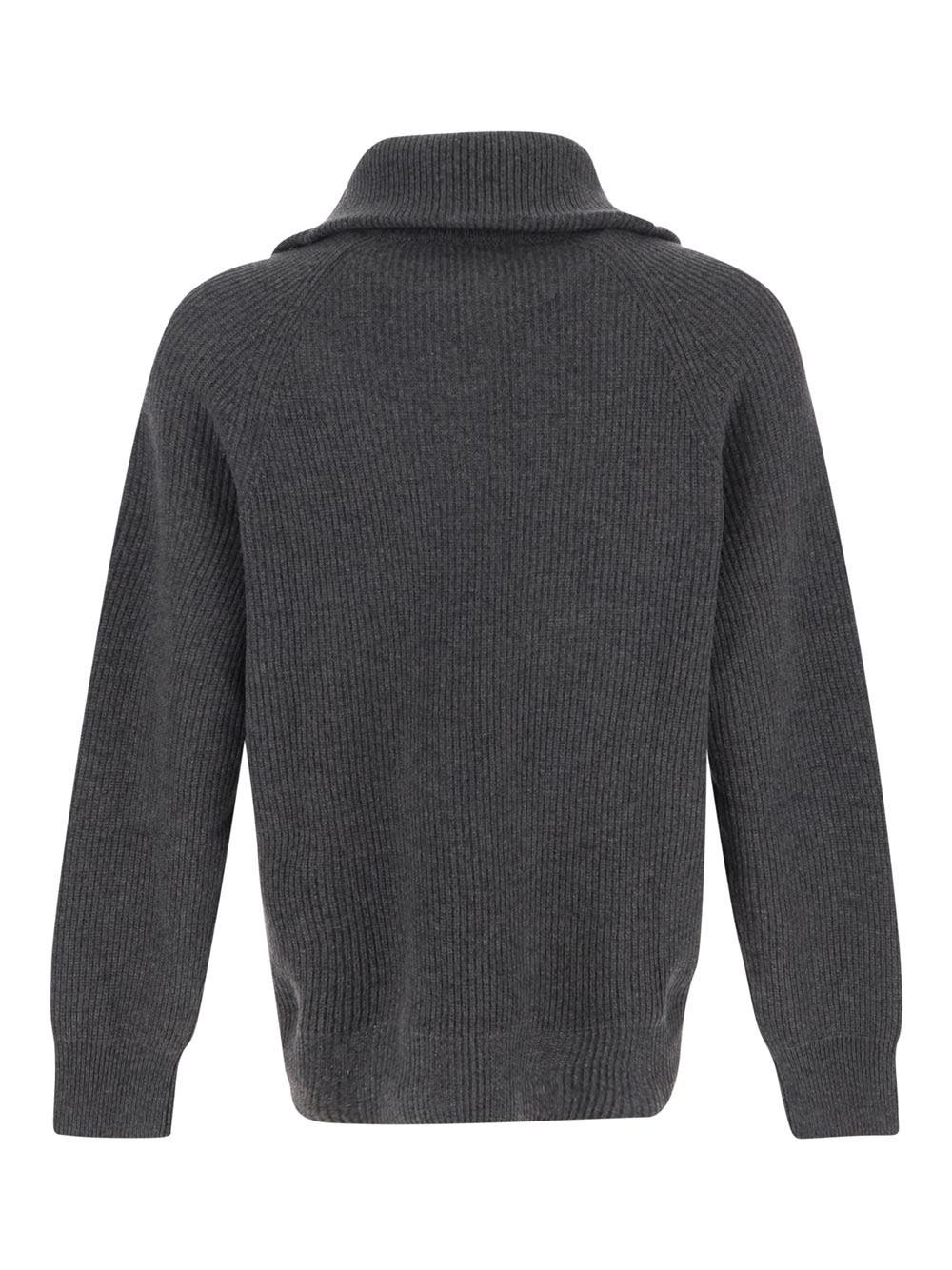 Grey half-zip neck pullover front view