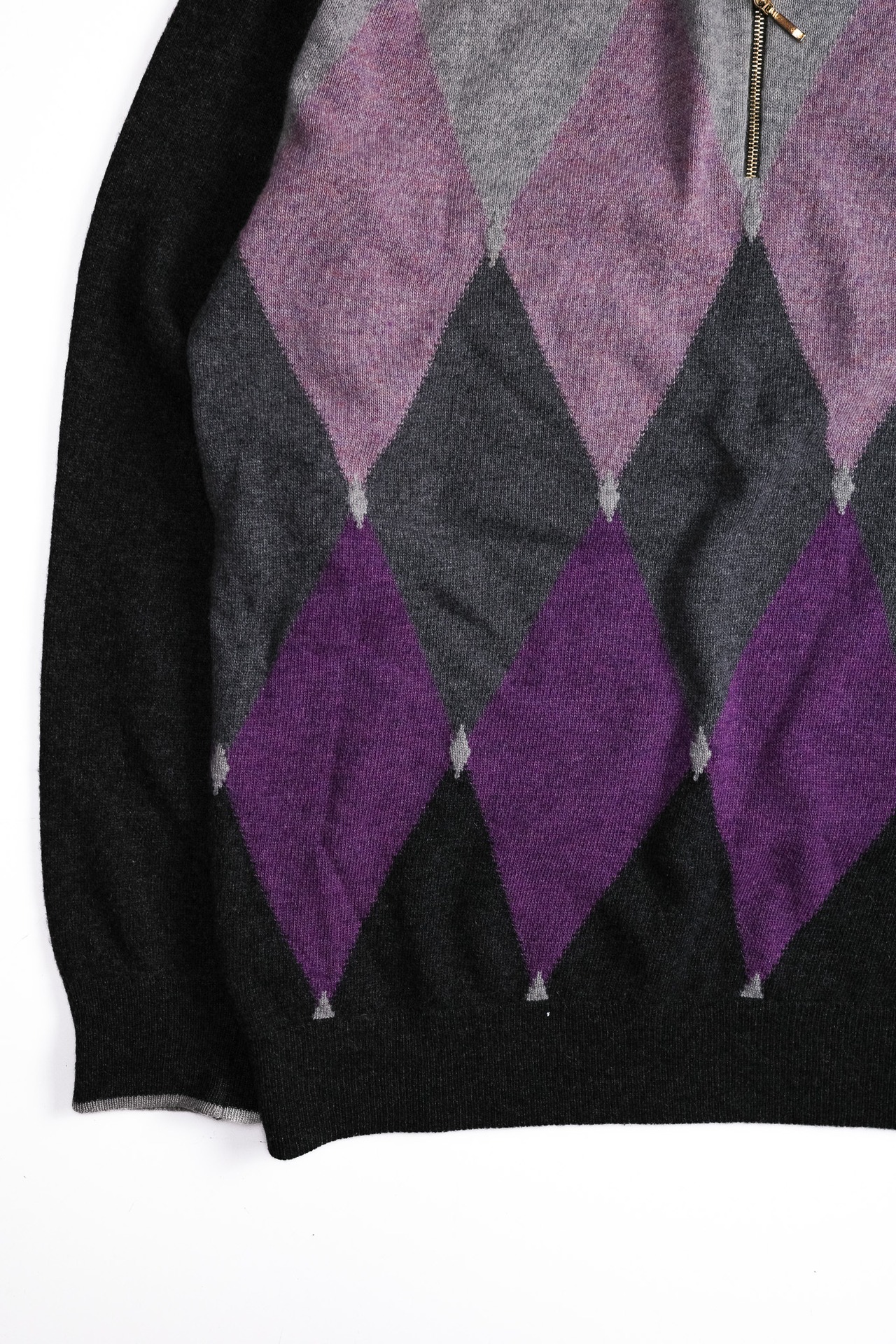 Back detail showing textured cashmere knit