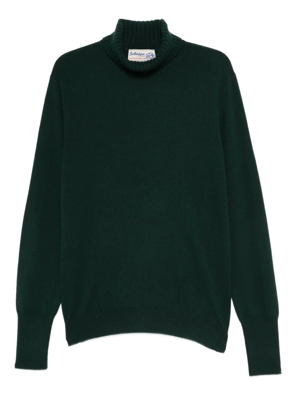 Green roll-neck sweater front view