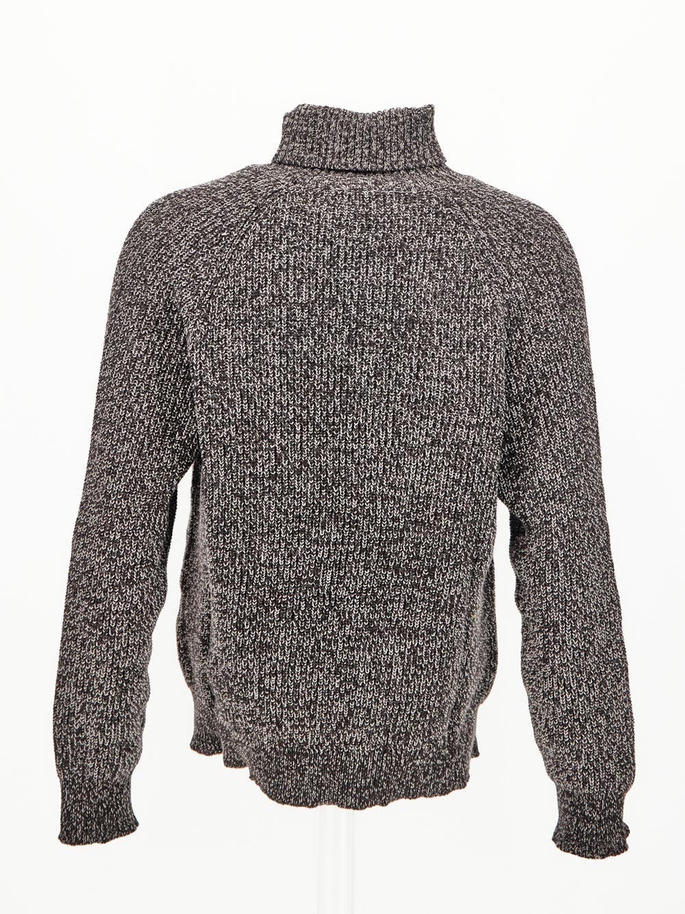 Back view of the grey roll-neck knit