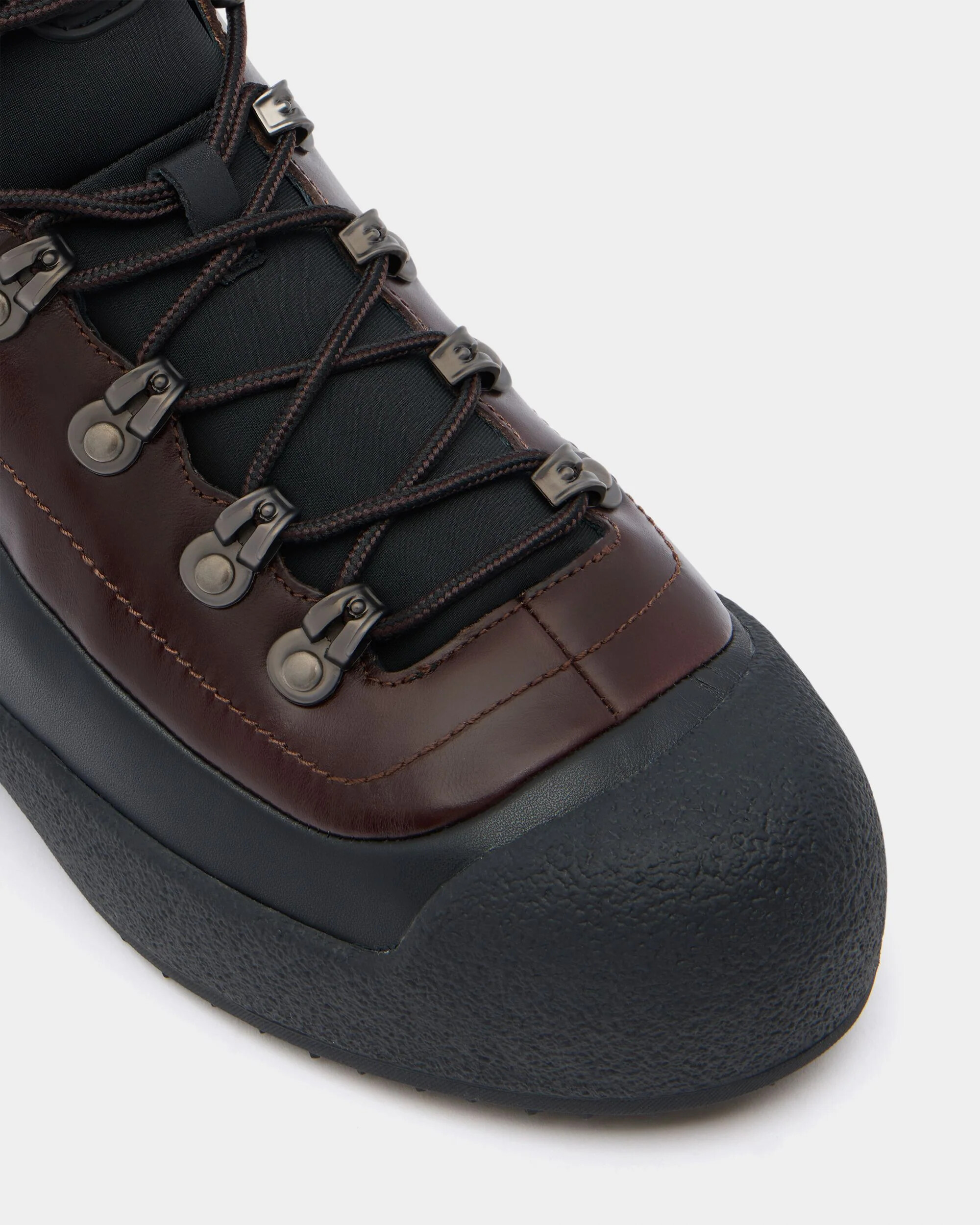 Close-up of hardware and rubber toe guard