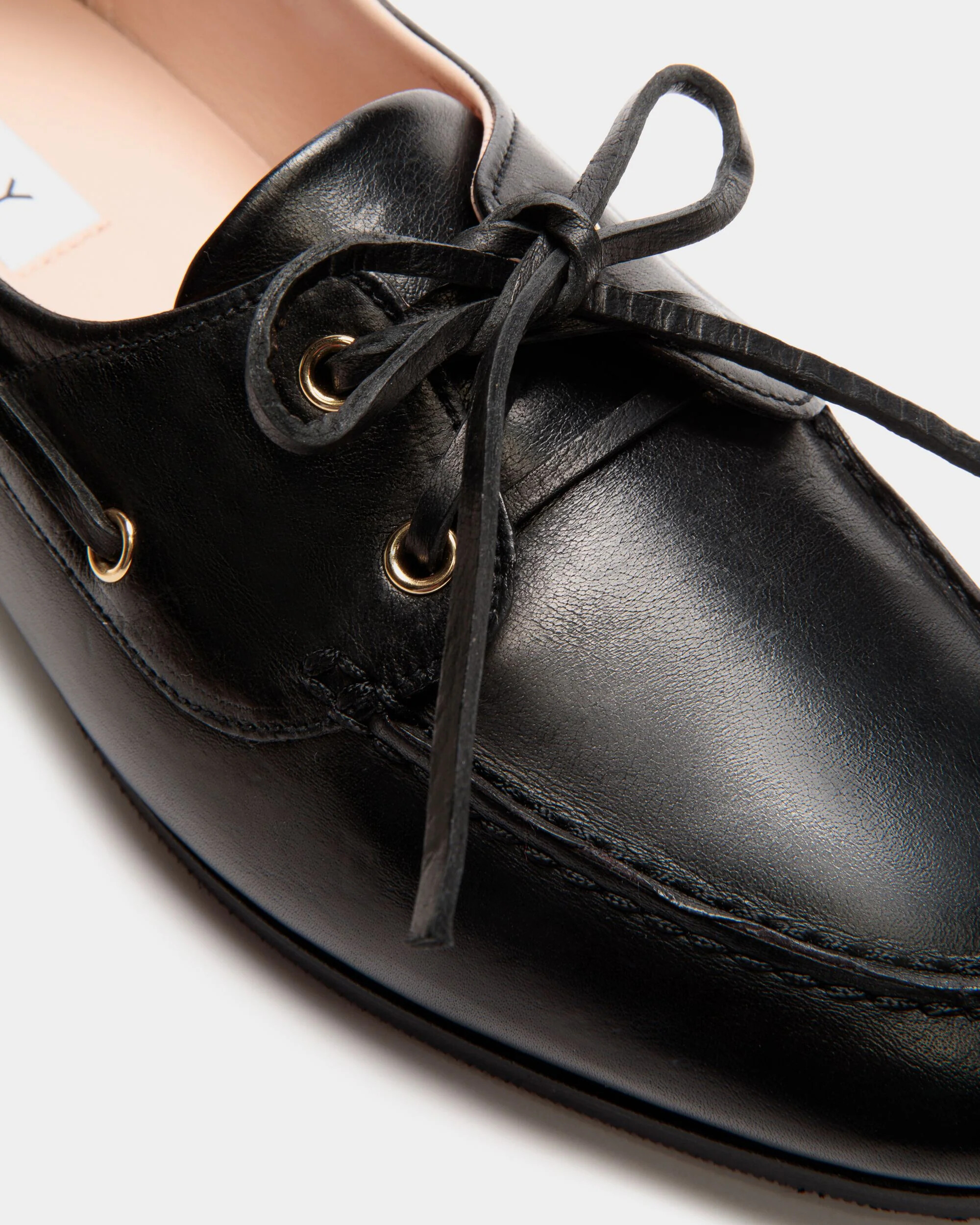 Close-up of eyelets and leather grain
