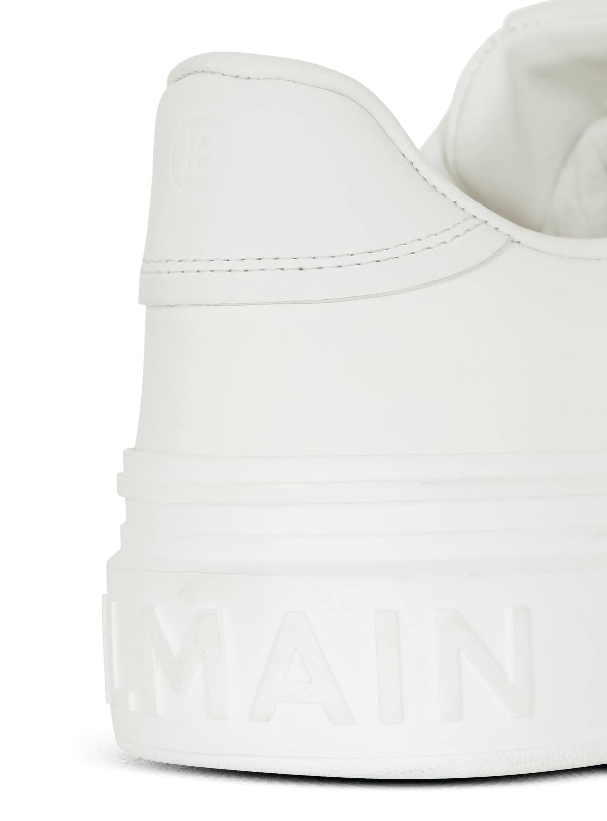 Heel macro — BALMAIN embossed across the midsole