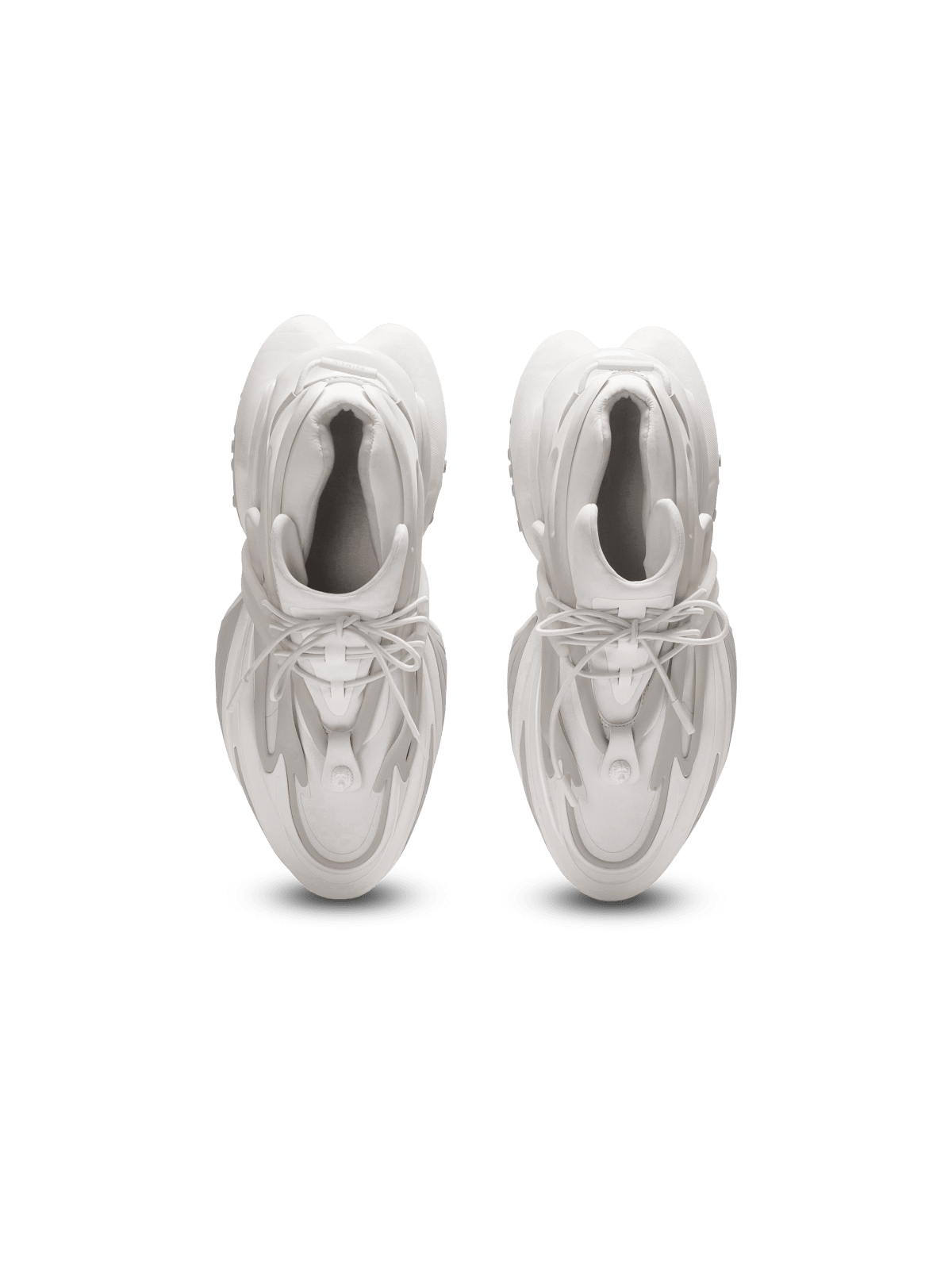 Top-down view of the panelled neoprene-and-leather upper