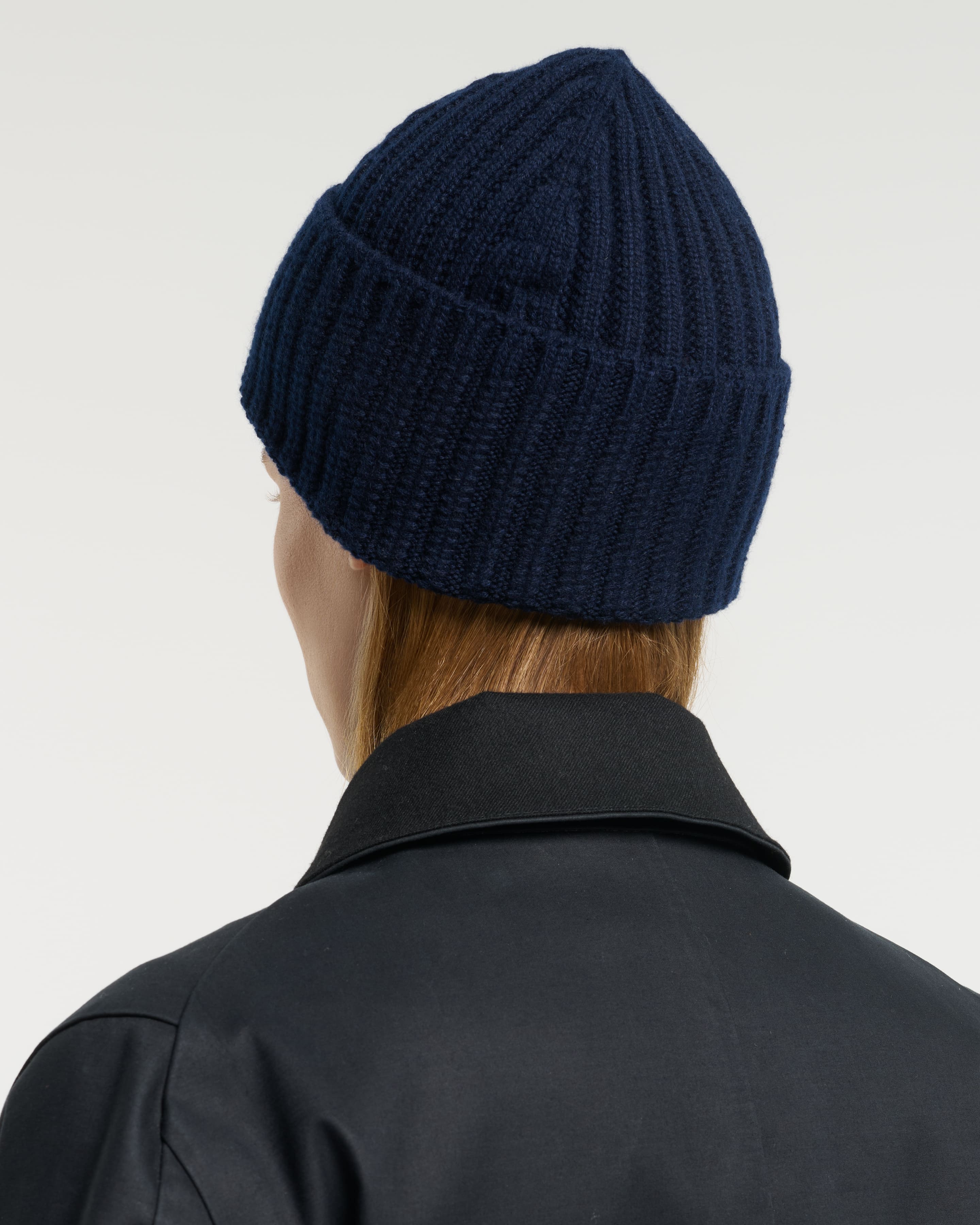 Cashmere beanie — side profile