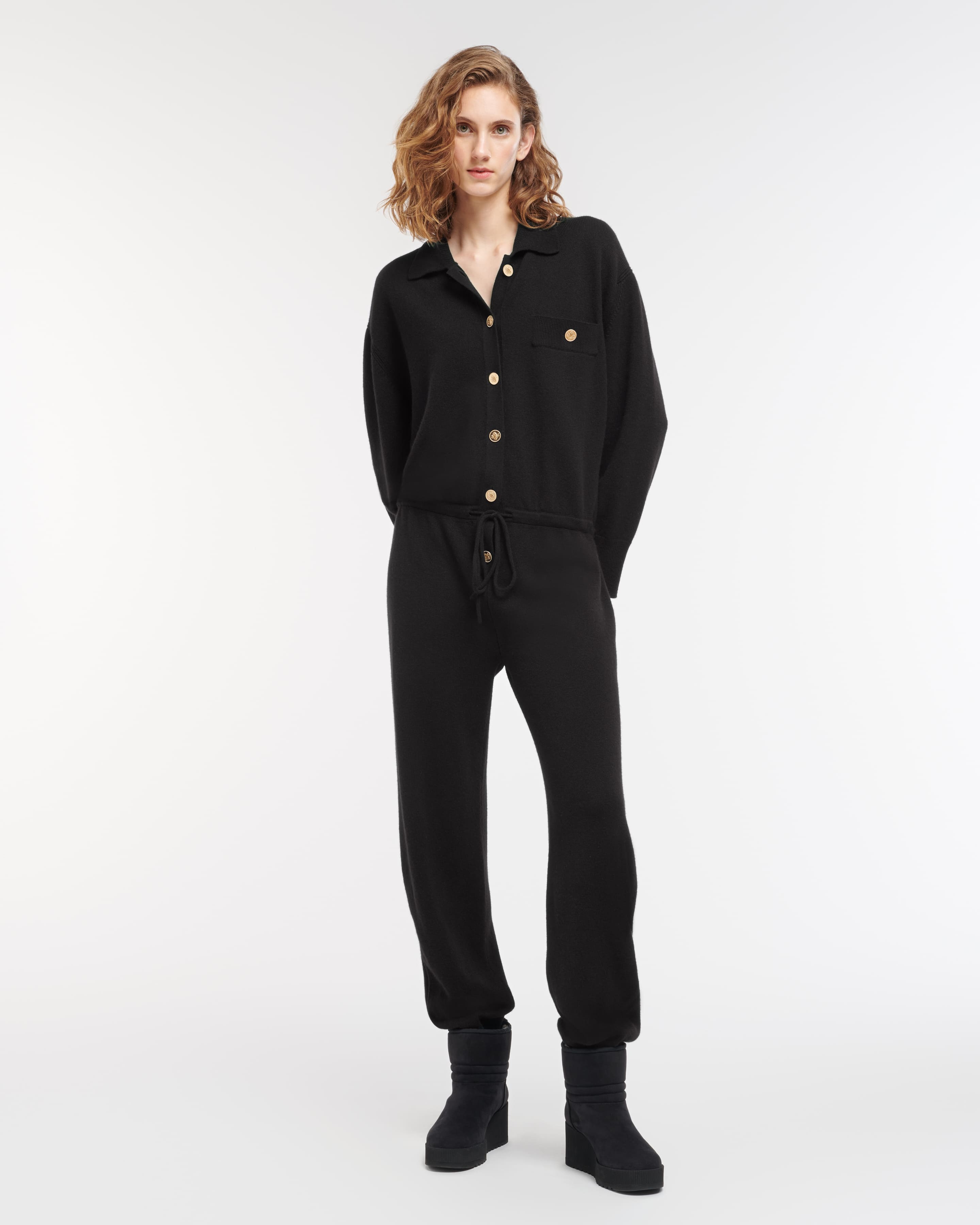 Cashmere jumpsuit — side profile