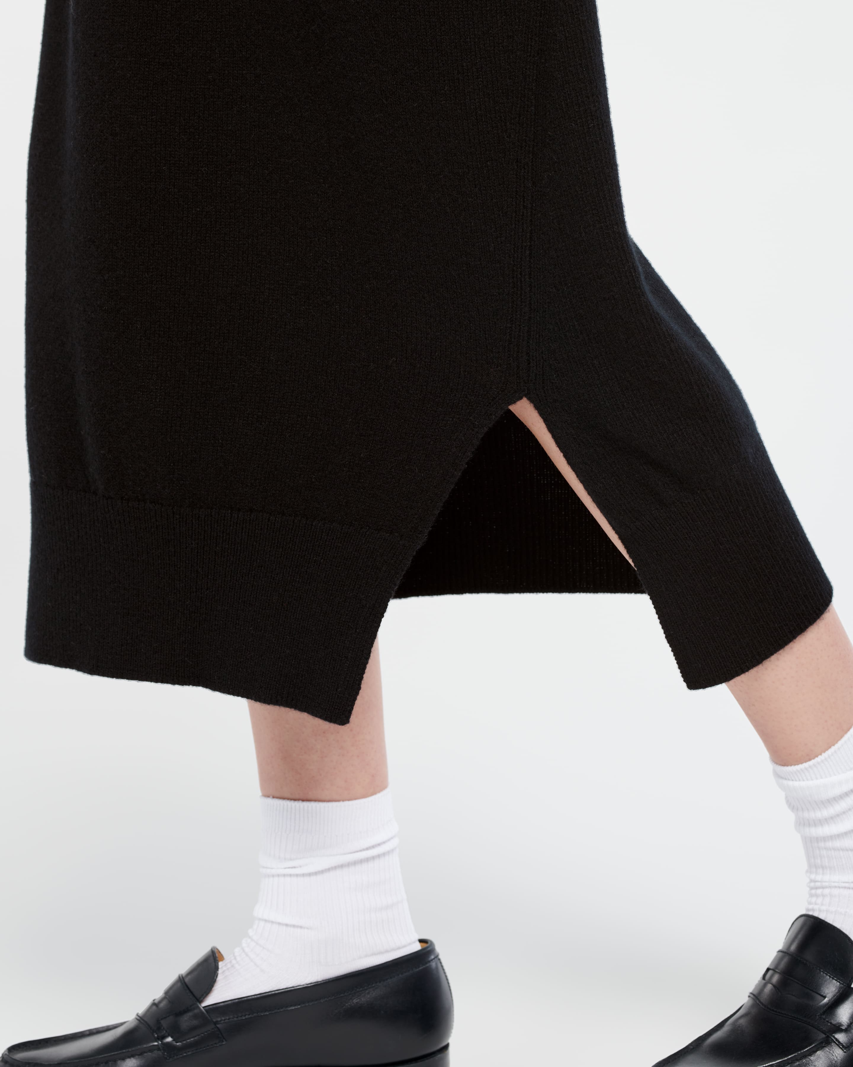 Iconic cashmere skirt — on-body front view