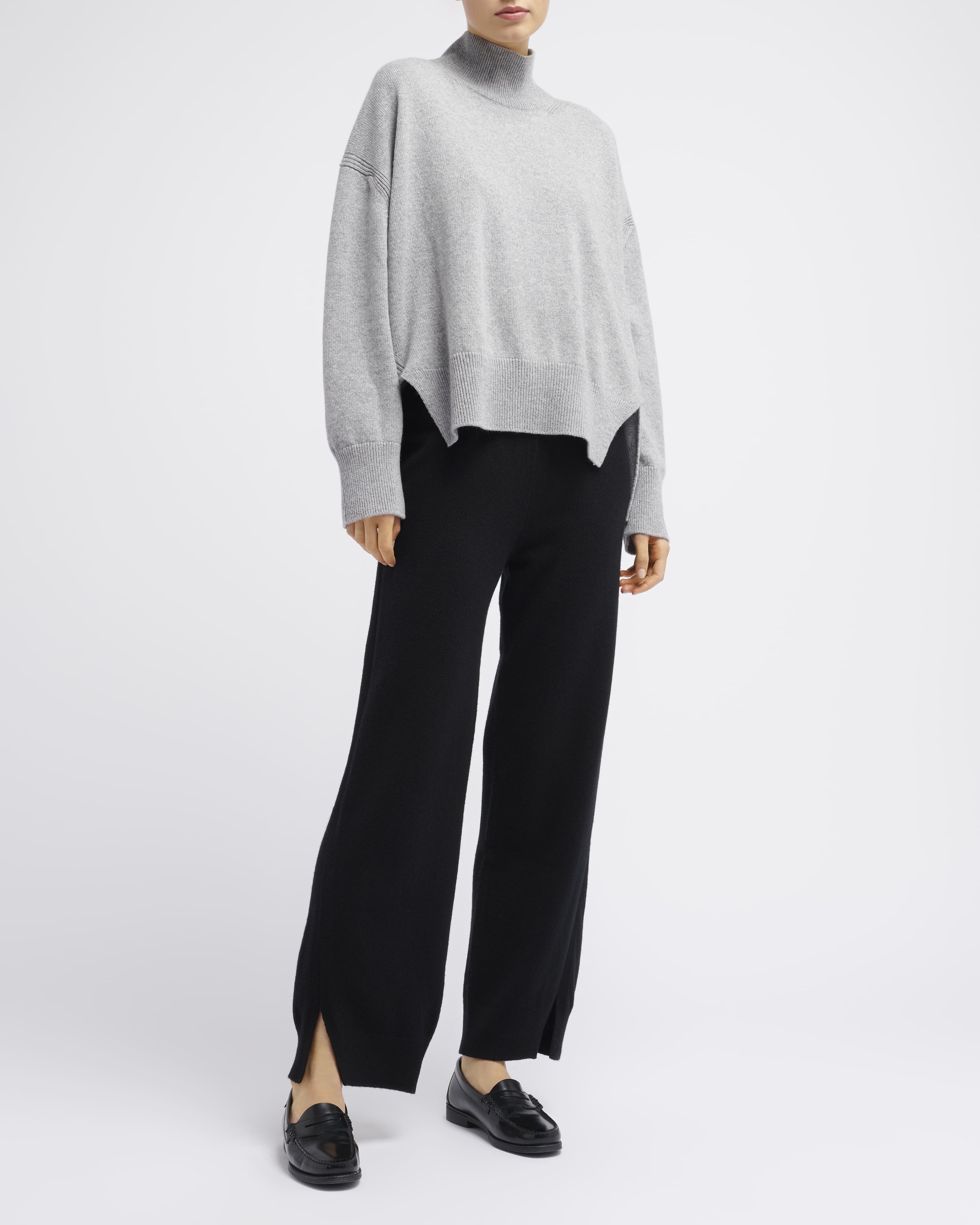 Iconic cashmere trousers — on-body front view