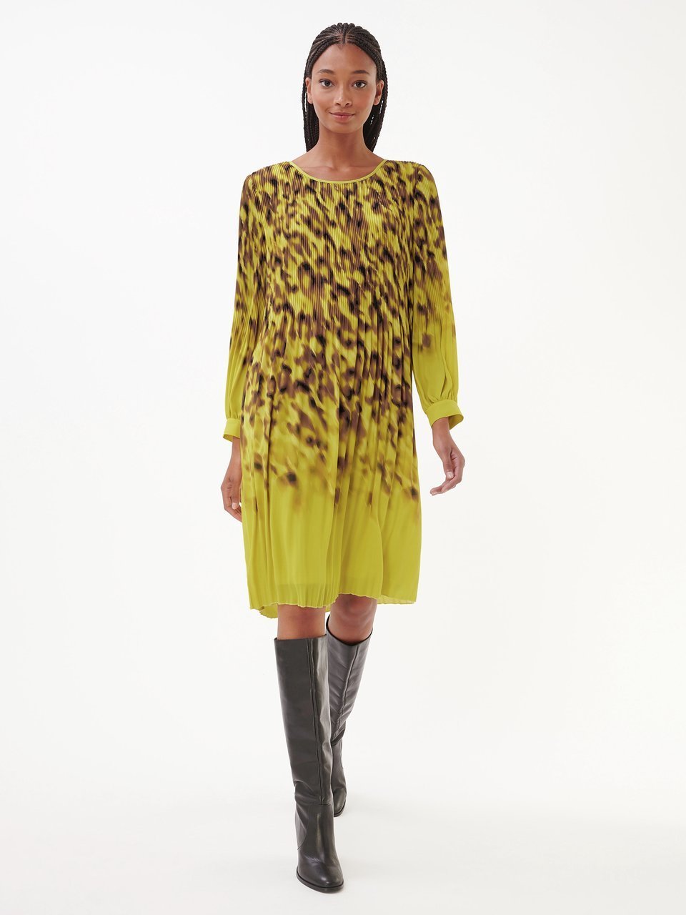Caramel multicolor pleated dress