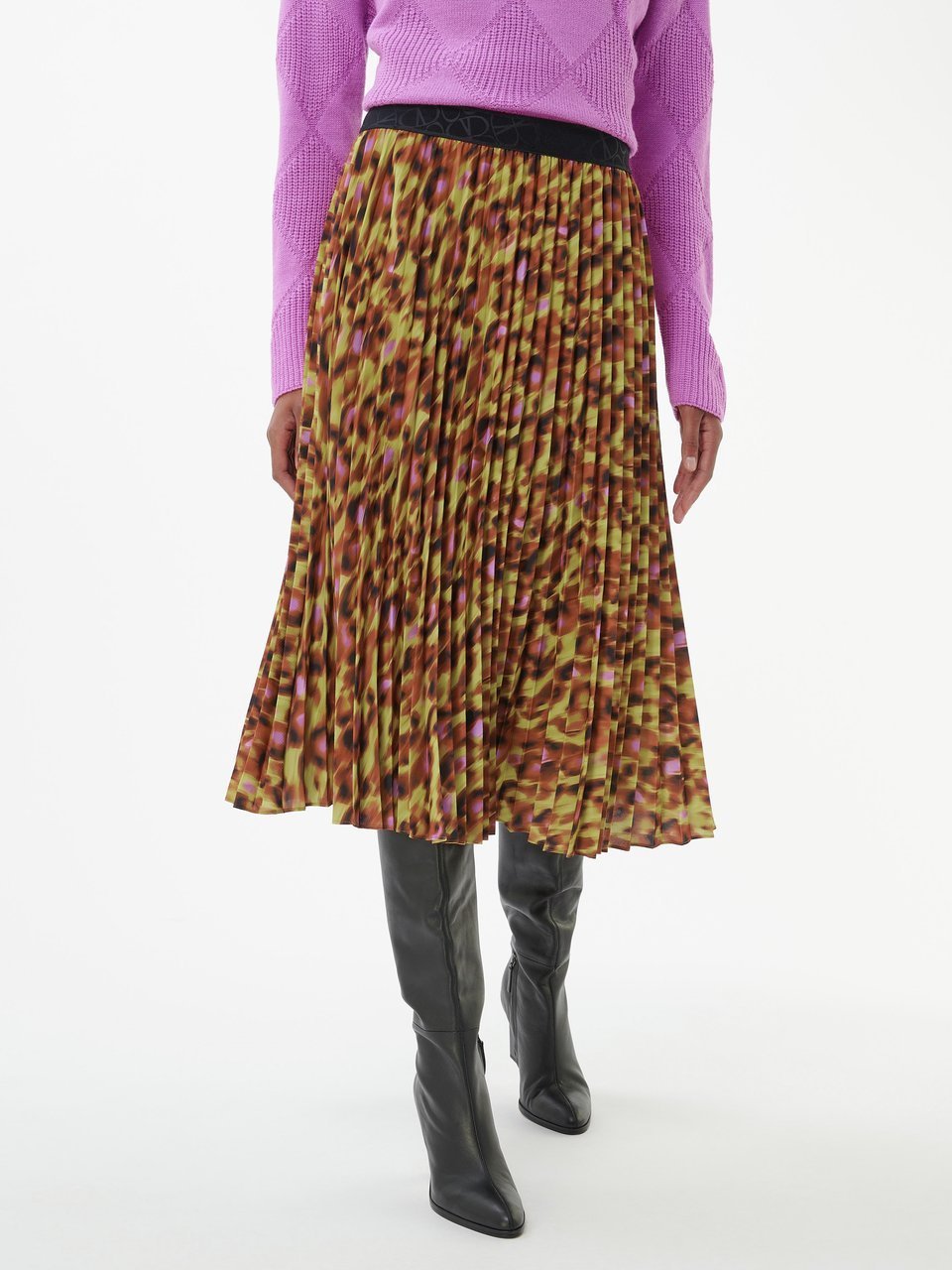 Caramel multicolor pleated skirt