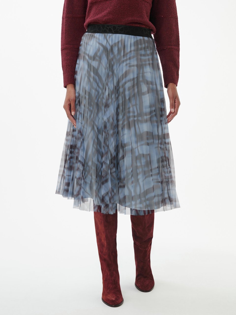 Light blue and plum pleated skirt