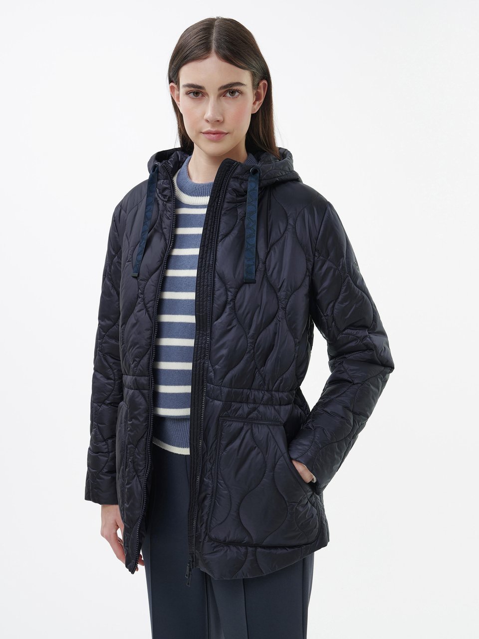 Marine longer quilted jacket