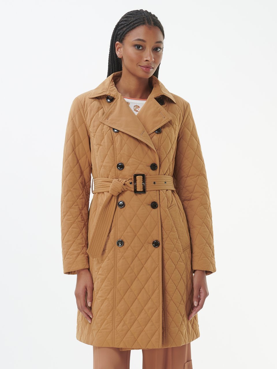 Cappuccino short coat, front view
