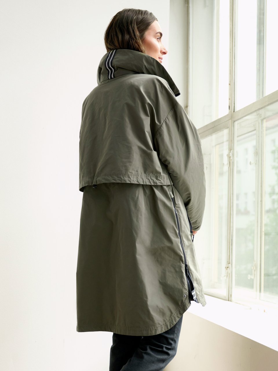 Olive short coat, catalogue view