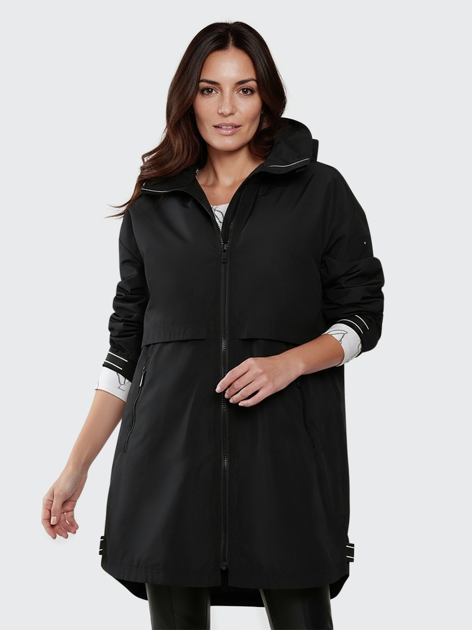 Black short coat, front view
