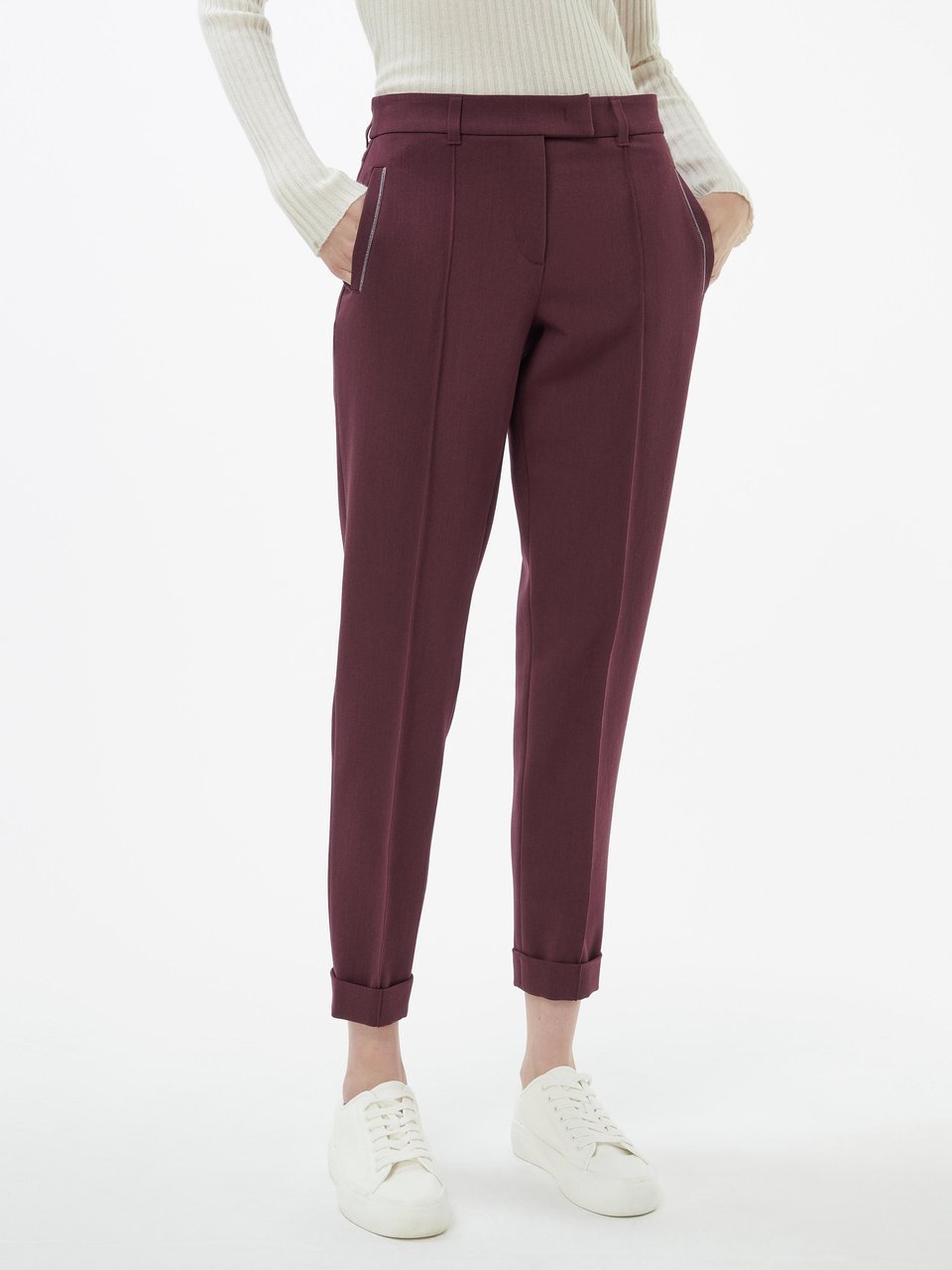 Burgundy ankle trousers