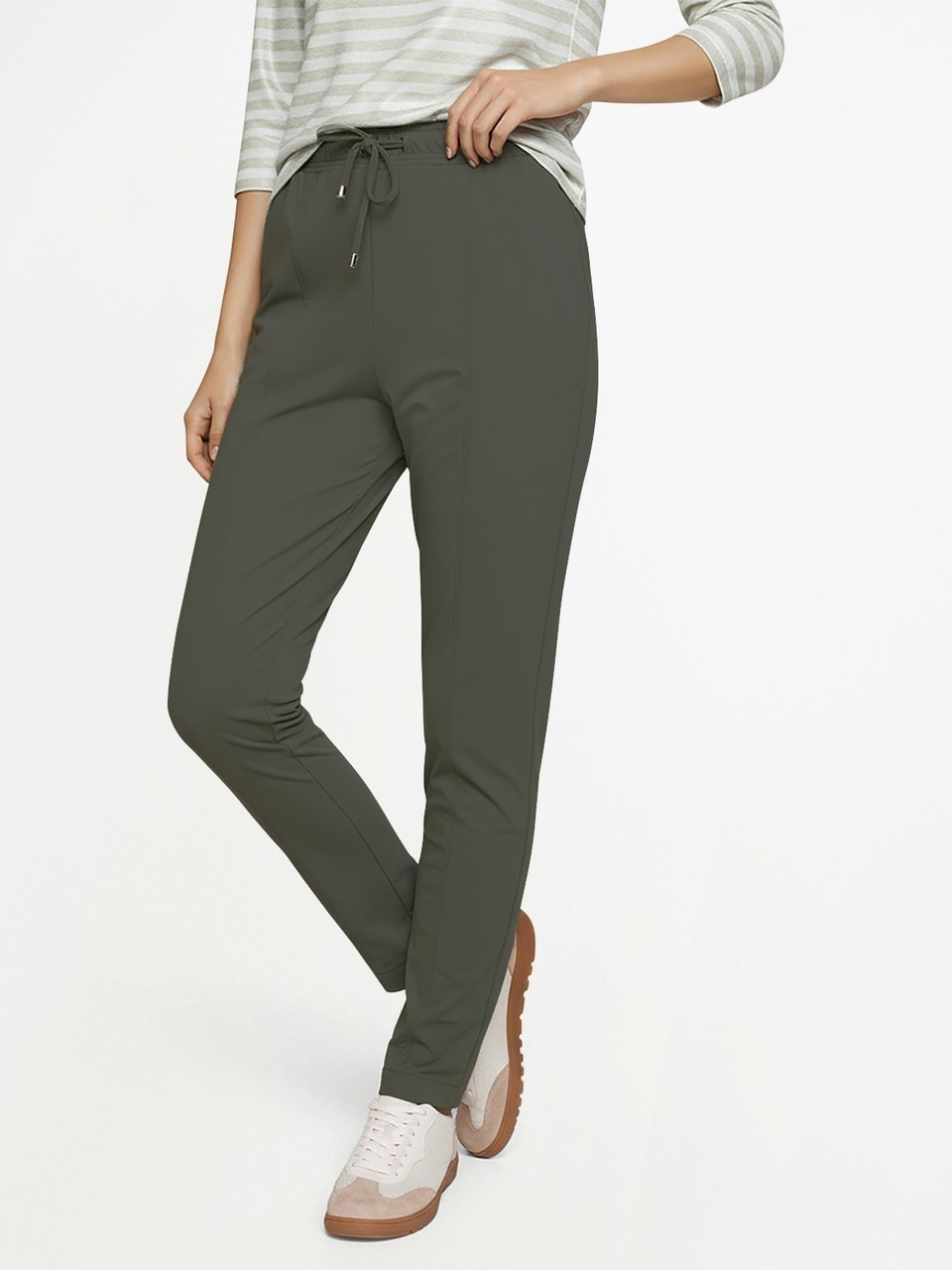 Olive slim jersey trousers