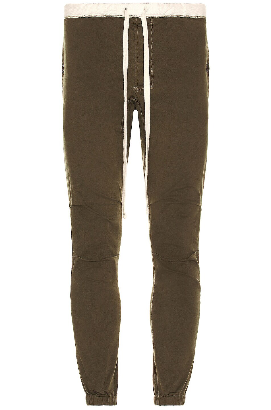 Olive product view with ribbed hem