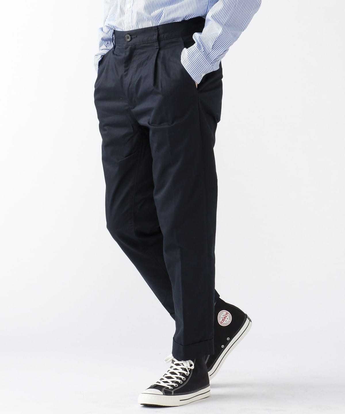 Navy side view showing tapered leg