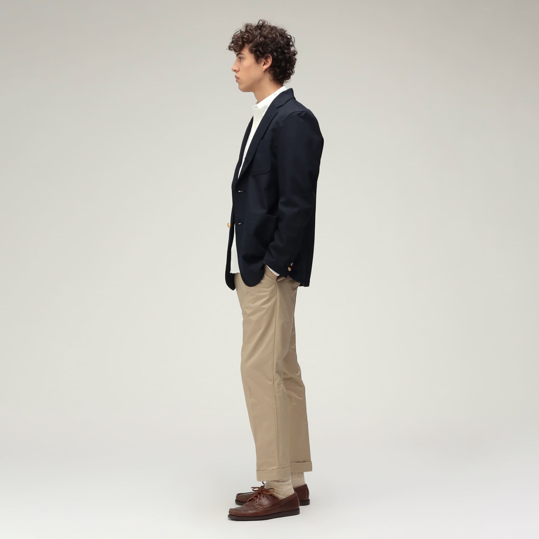 Ivy styling with blazer and chinos