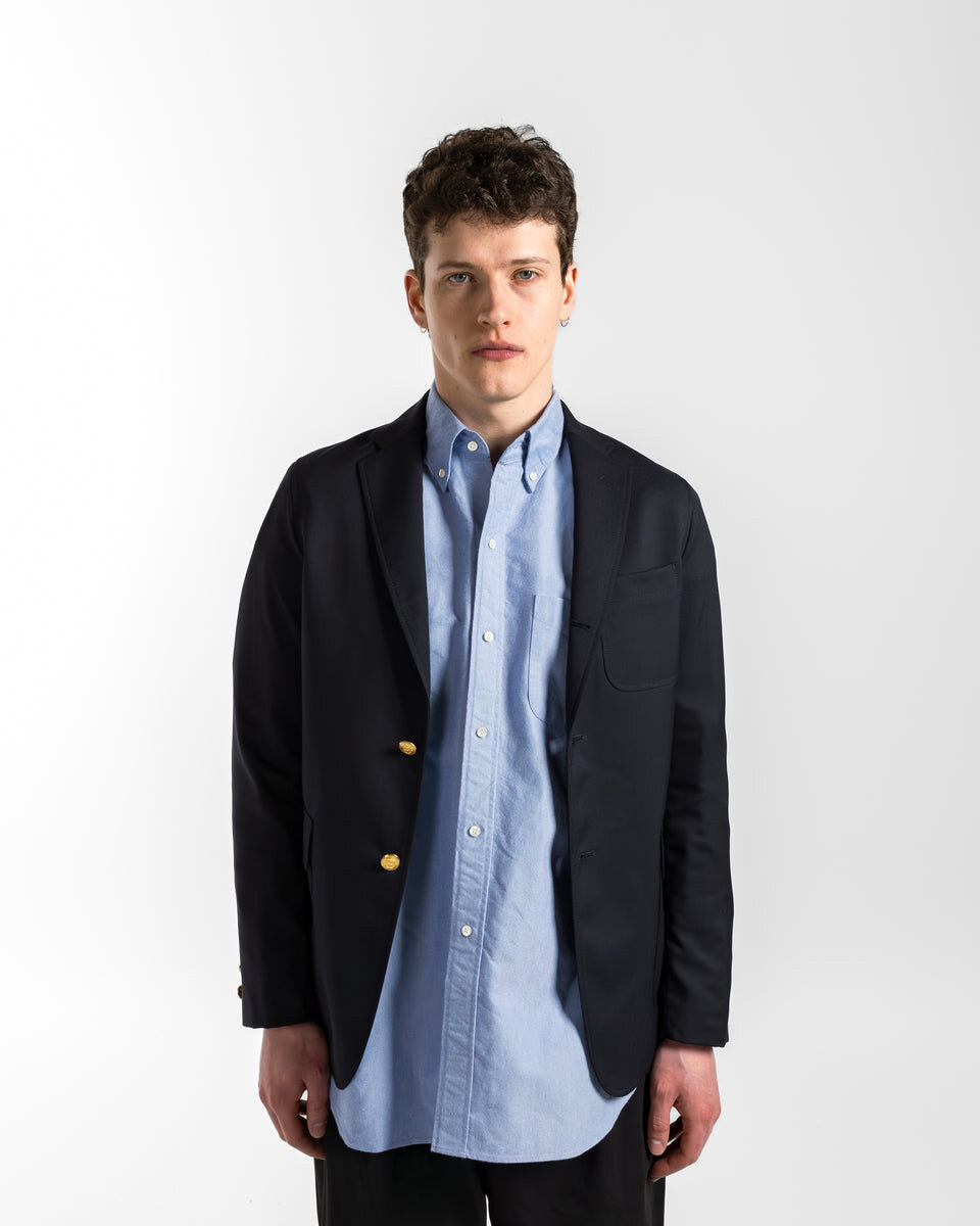 Blazer over oxford shirt