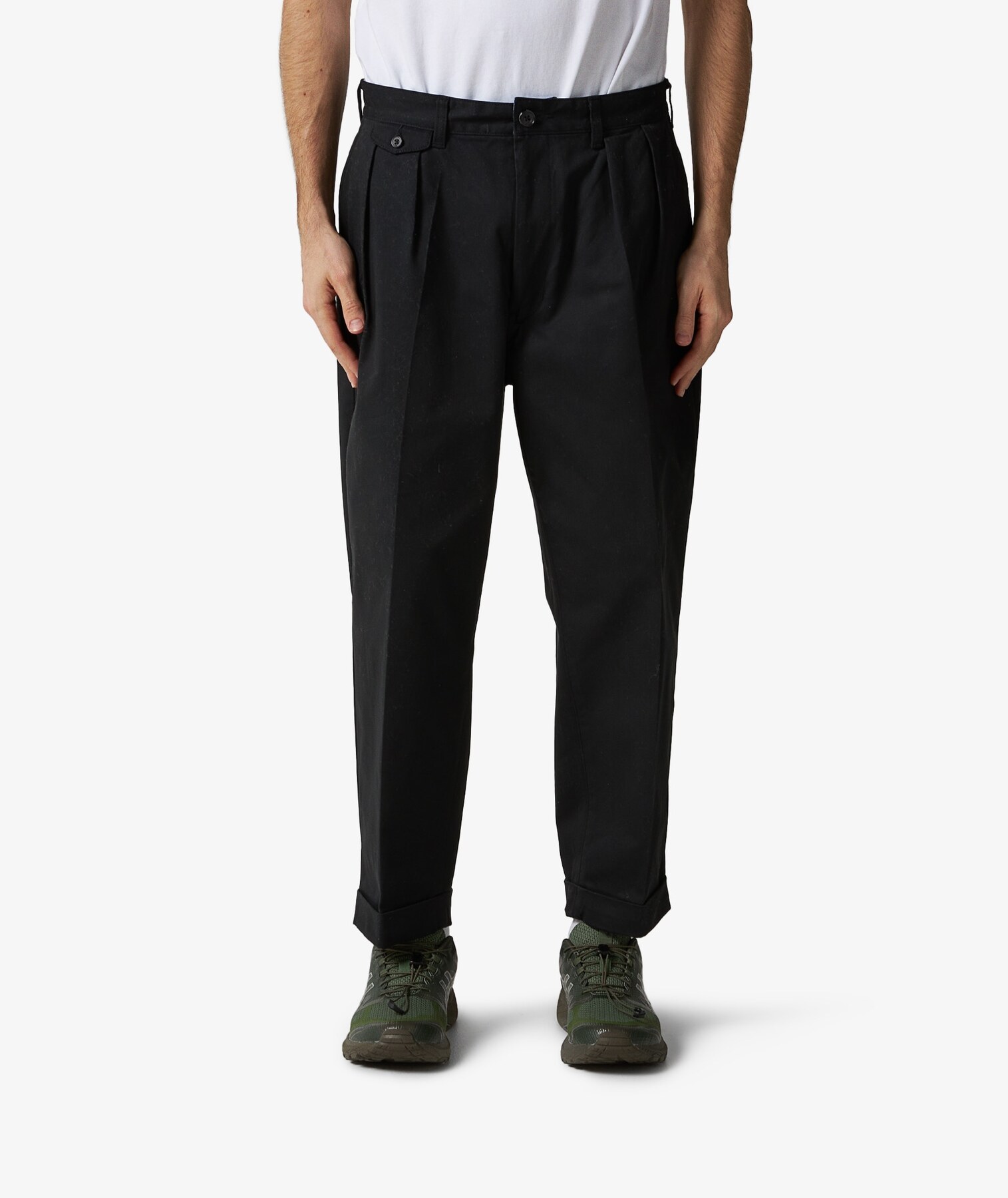 Black two-pleat chino, front view