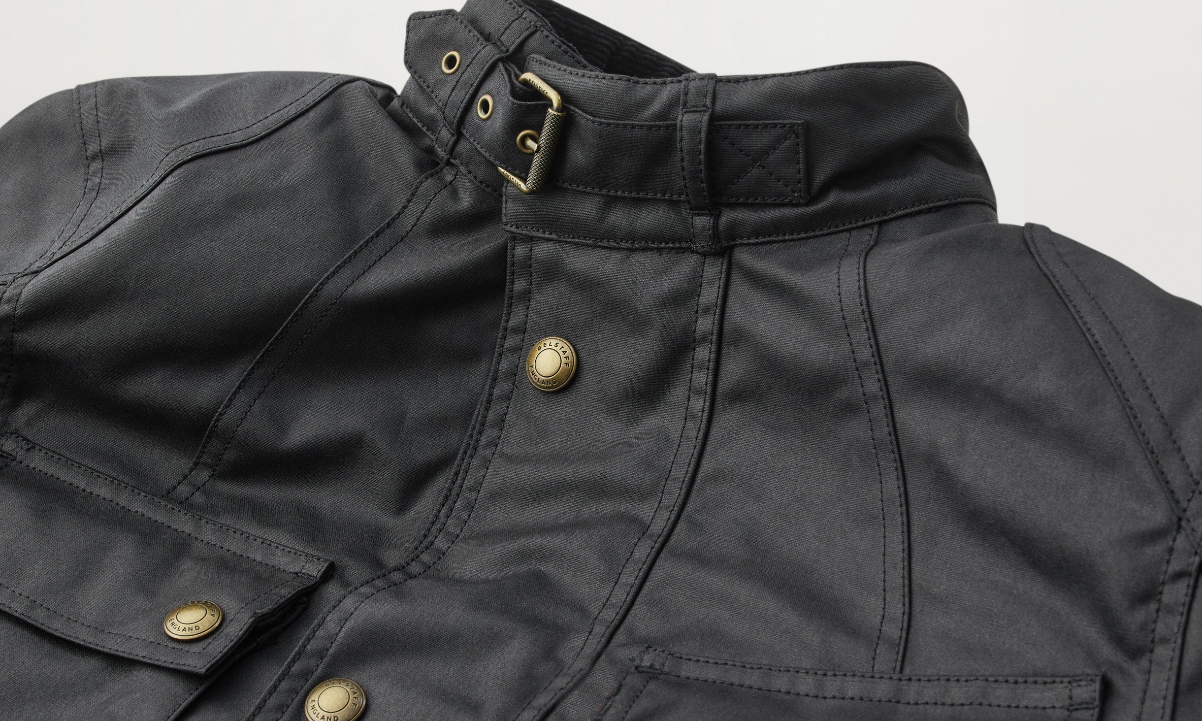 Collar, lining and hardware close-up.