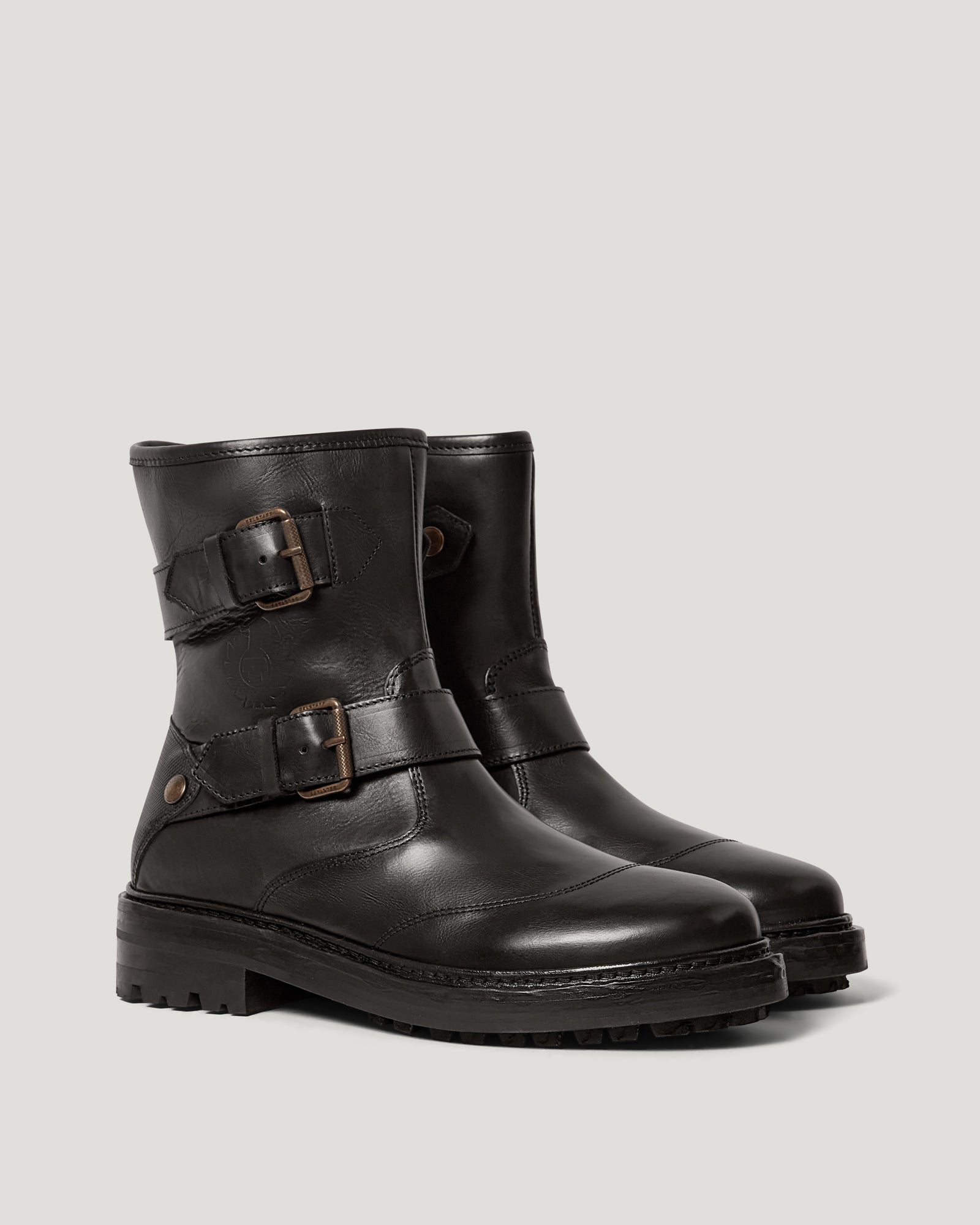 Three-quarter view of the calf-leather boot.