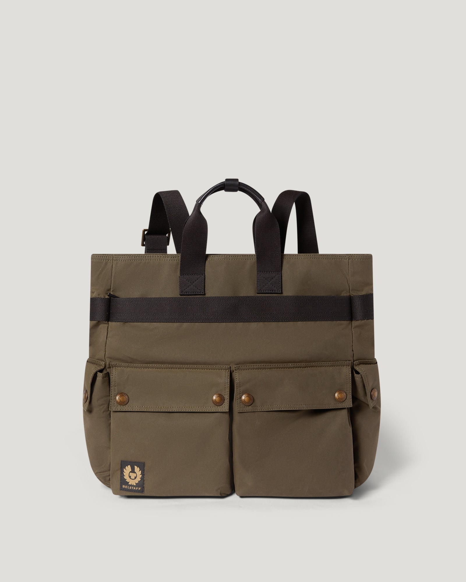 Faded Olive colourway showing the tote-backpack shape.