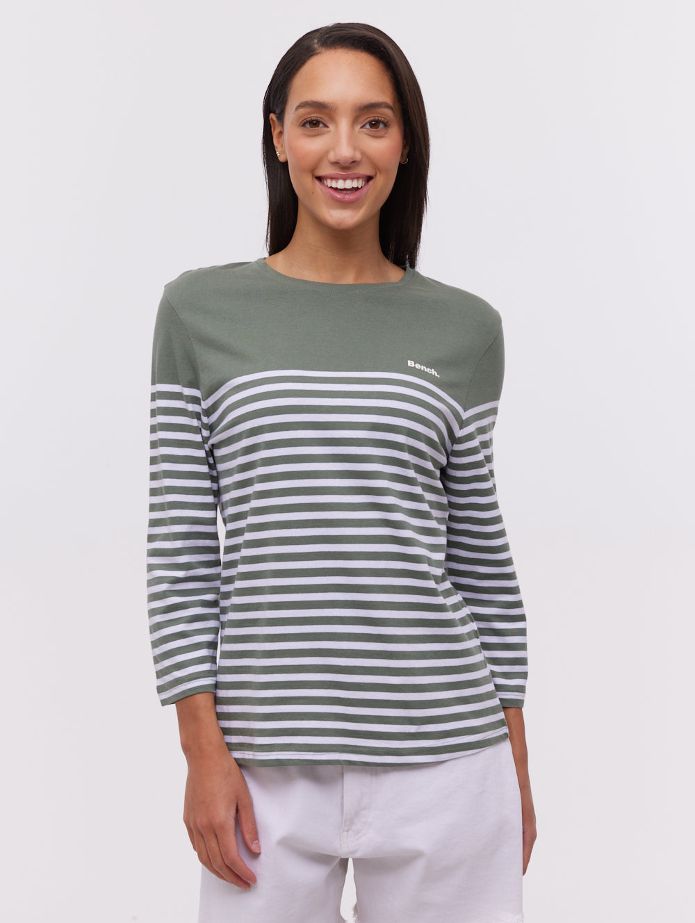 Arian Nautical Stripe 3/4 T-Shirt - Green