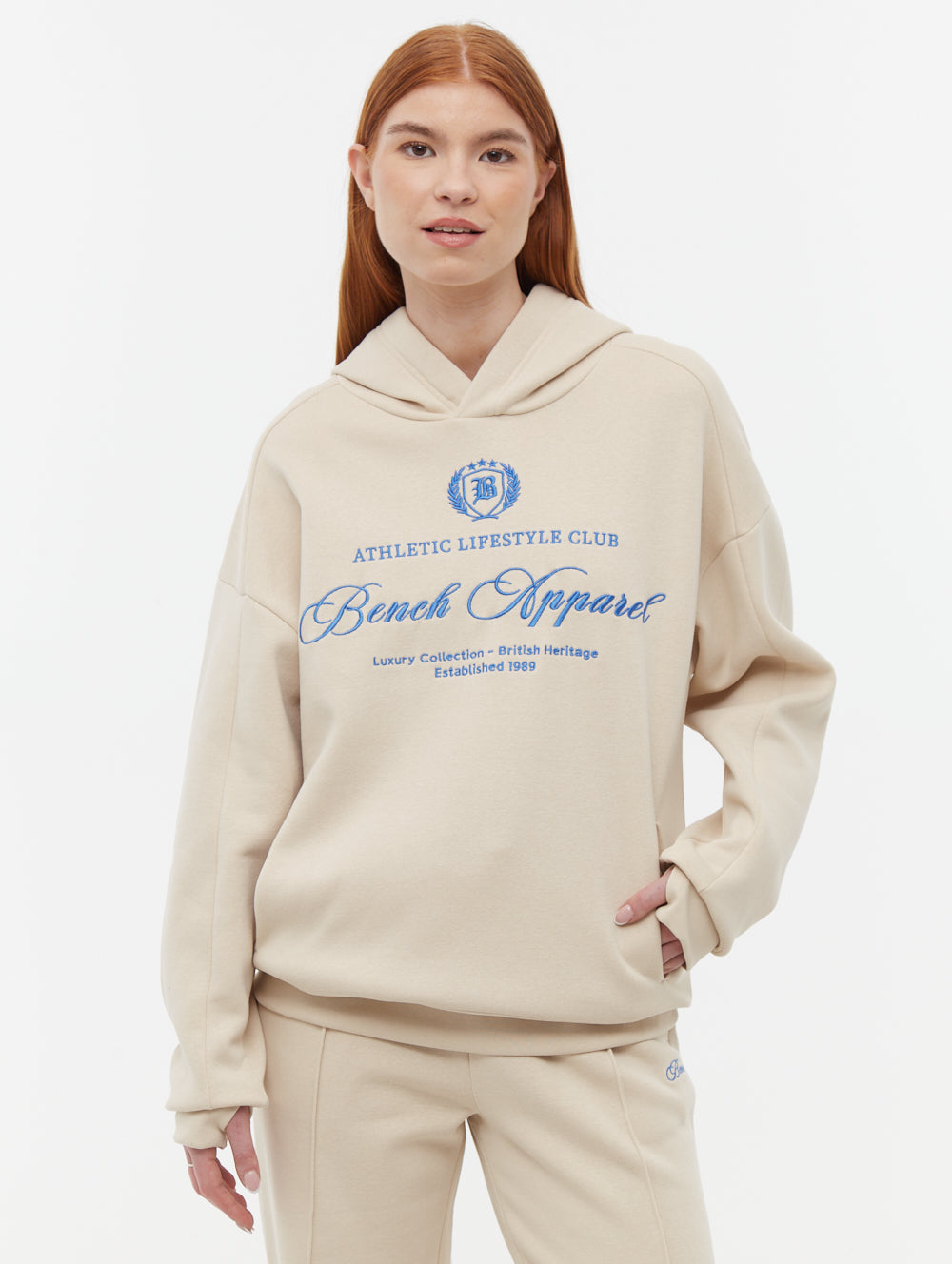 Contessa Script Graphic Oversize Hoodie - Beige